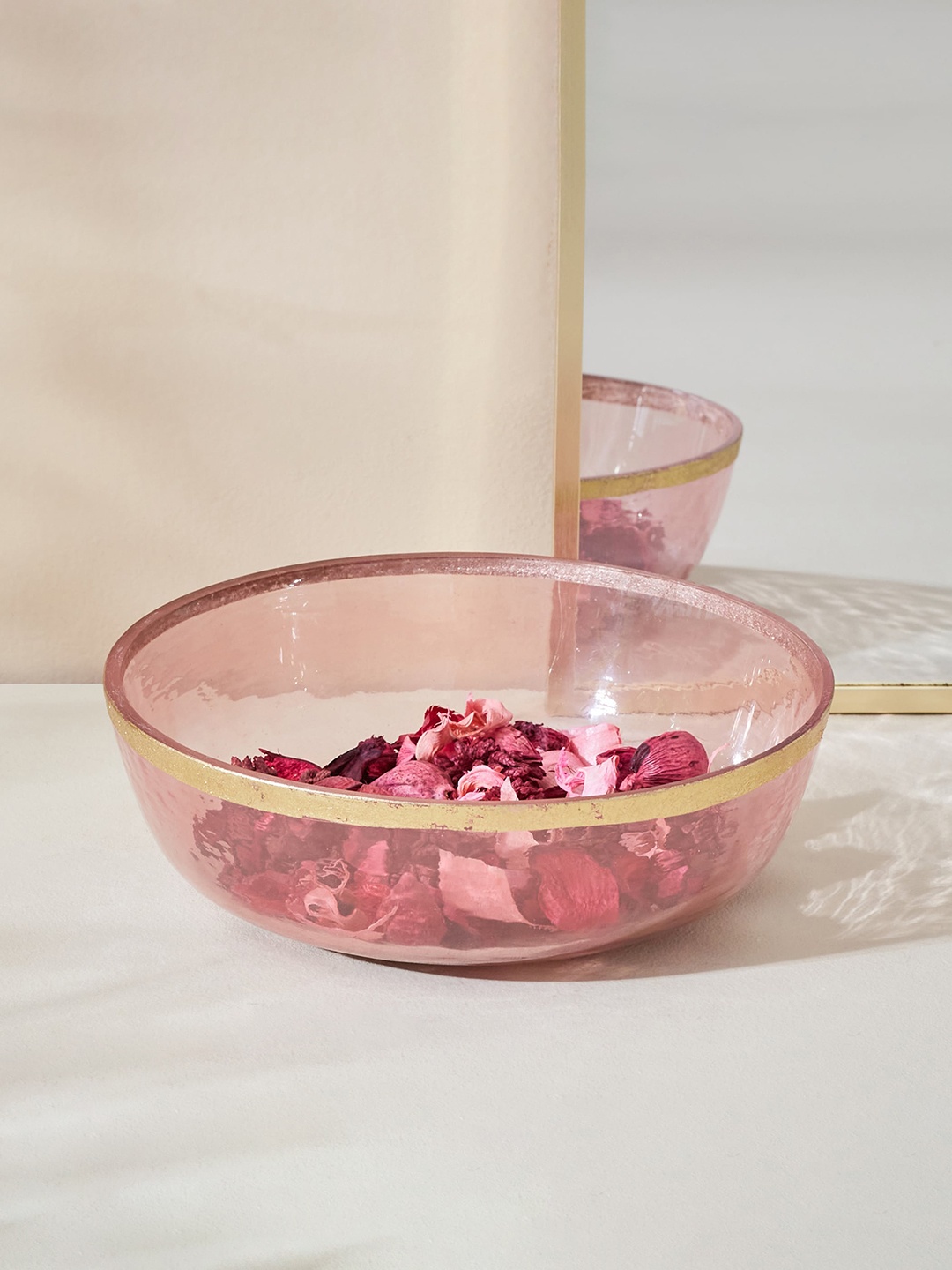 

Home Centre Pink Glass Decorative Bowl