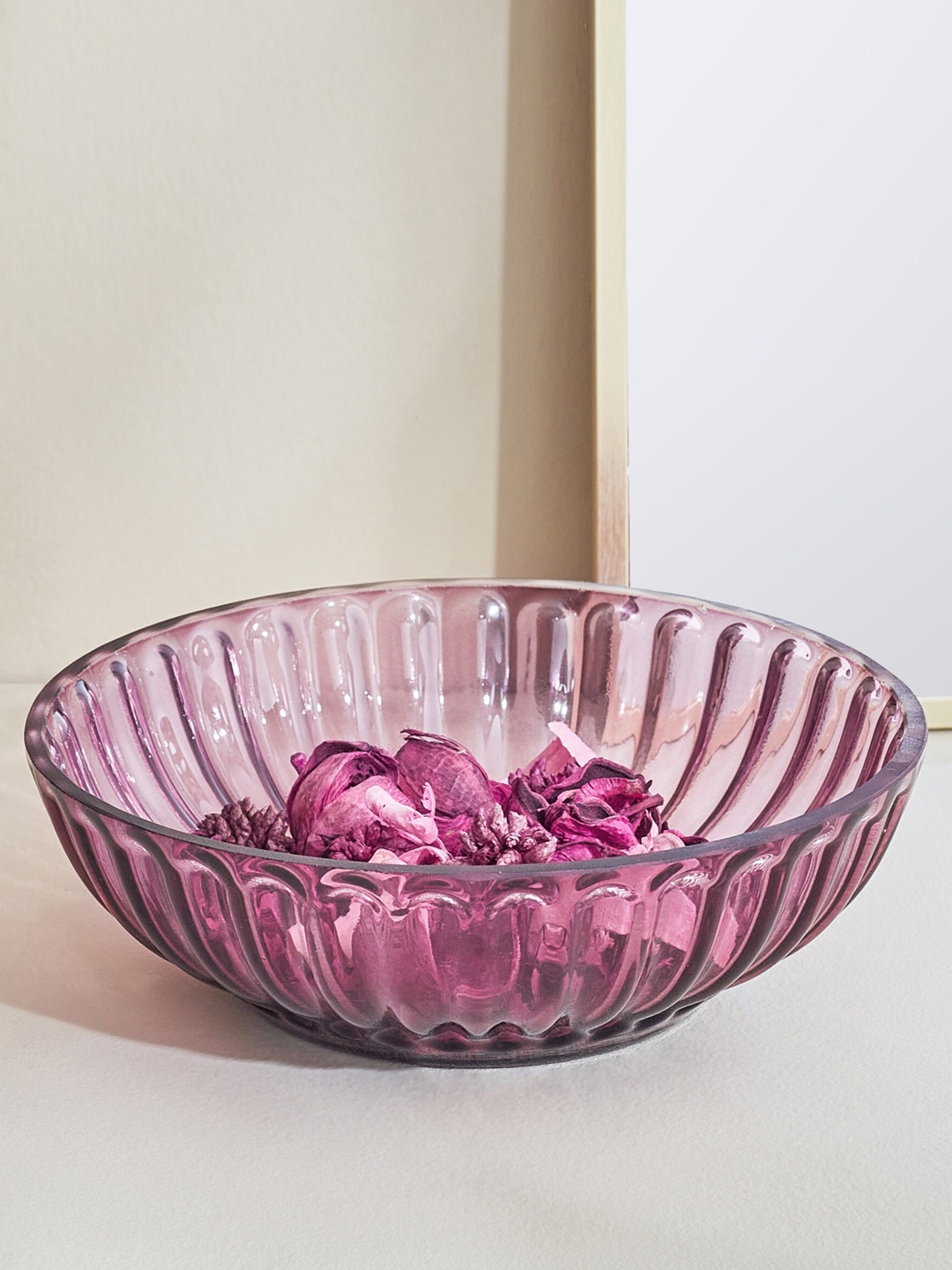 

Home Centre Purple Textured Glass Decorative Bowl