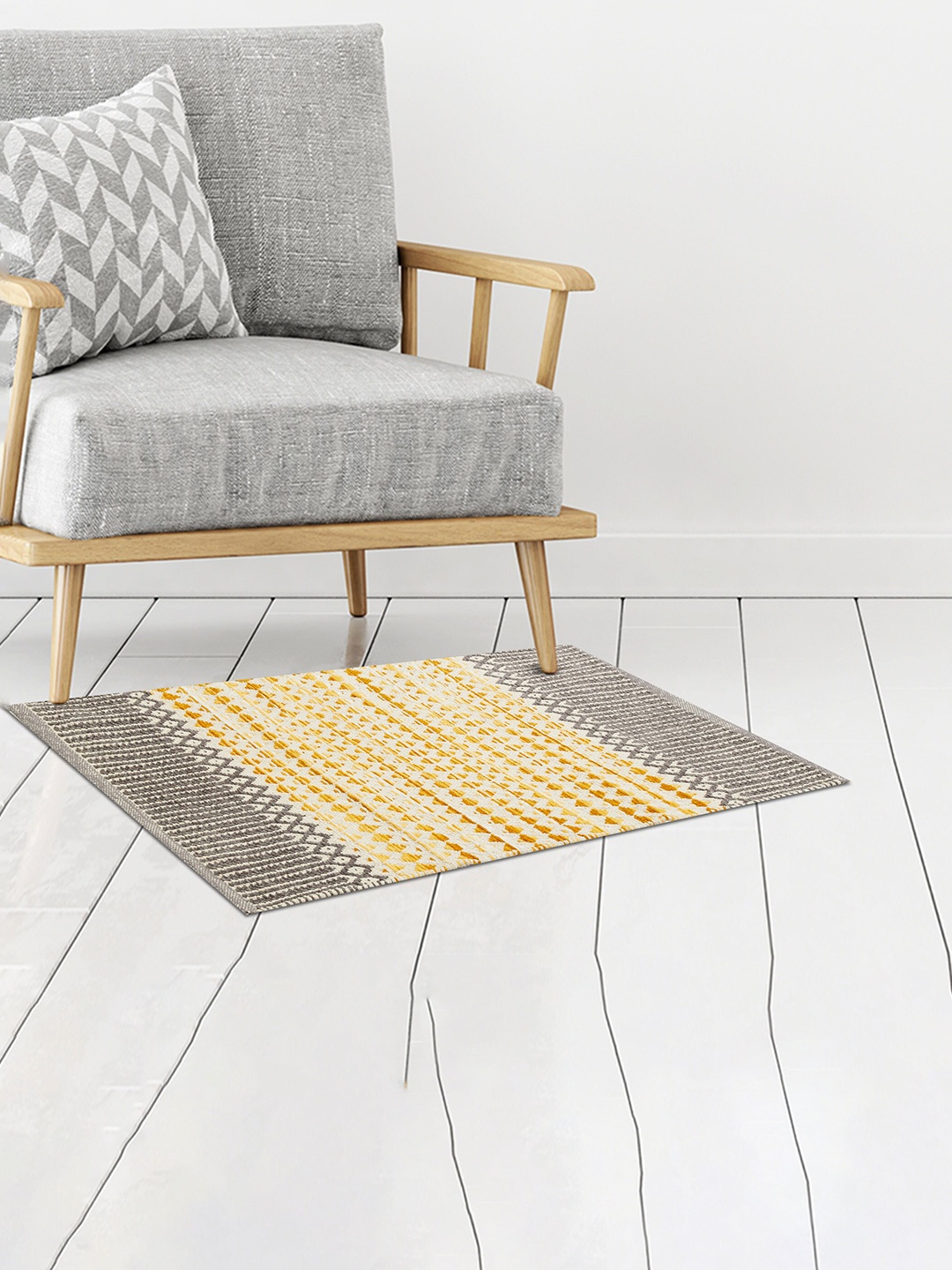 

Home Centre Yellow & Grey Woven Design Dhurries