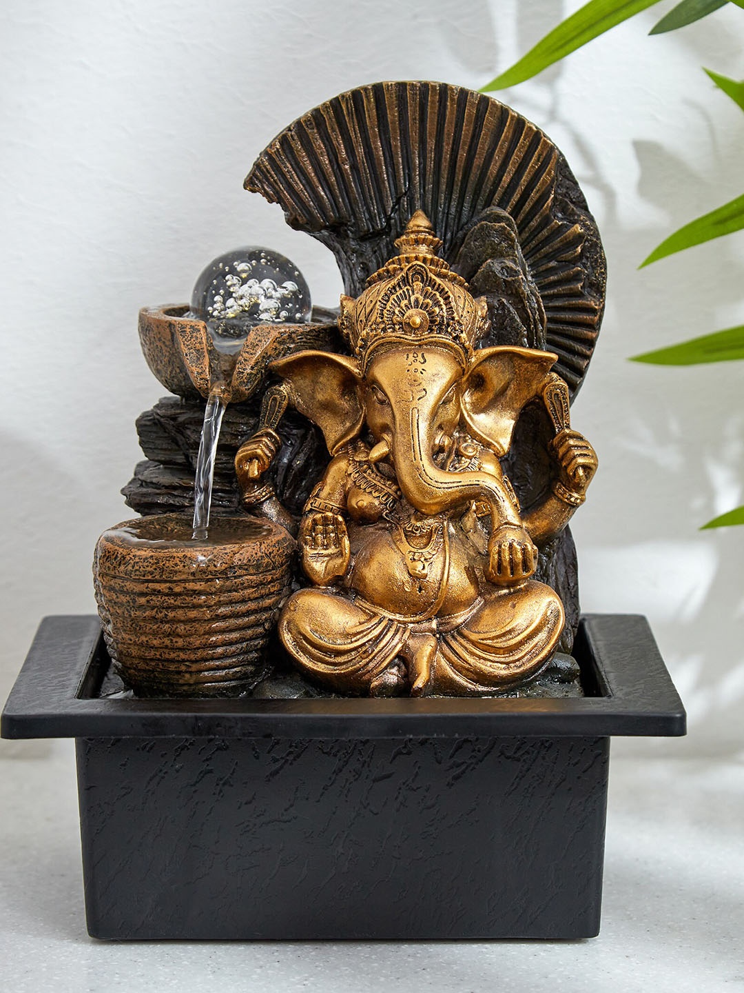

Home Centre Corsica Alpine Brown Polyresin Ganesha Fountain, Gold