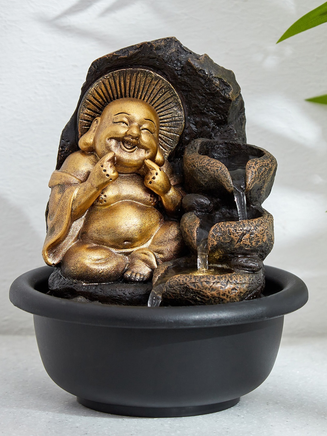 

Home Centre Corsica Alpine Brown Polyresin Laughing Buddha Fountains, Gold