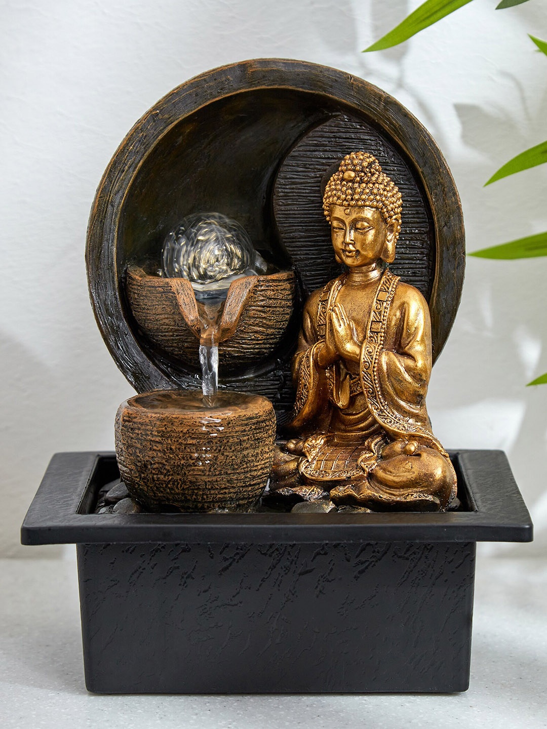 Home Centre Corsica Alpine Polyresin Buddha Fountains, Gold