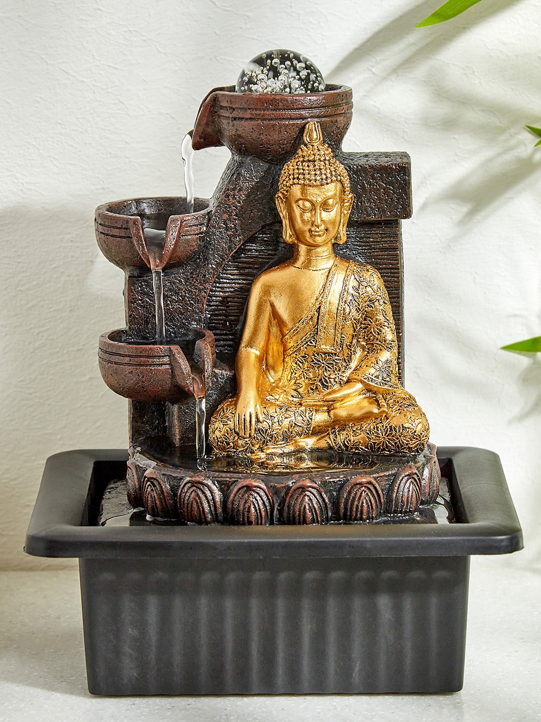 

Home Centre Corsica Alpine Black Textured Polyresin Meditating Buddha Fountain