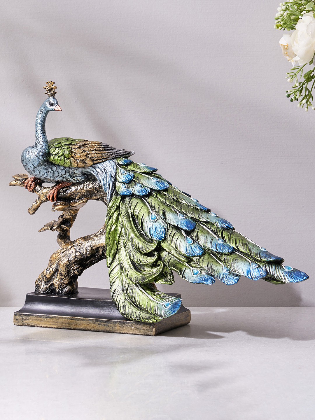 

Home Centre Peacock Table Showpiece, Blue