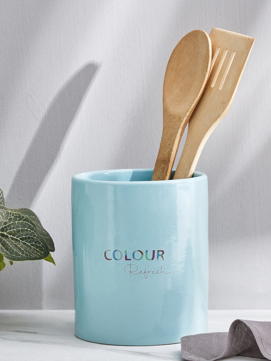 

Home Centre Colour Refresh Stoneware Utensil Holder, Blue