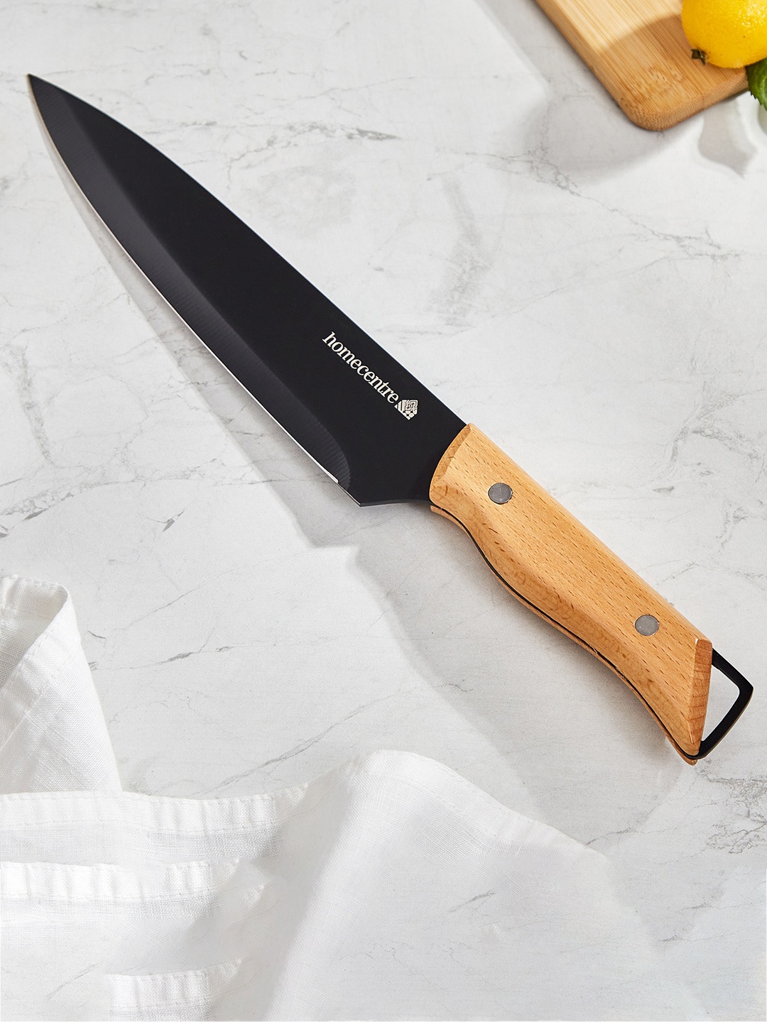 

Home Centre Chef Special Black Stainless Steel Knife With Wooden Handle