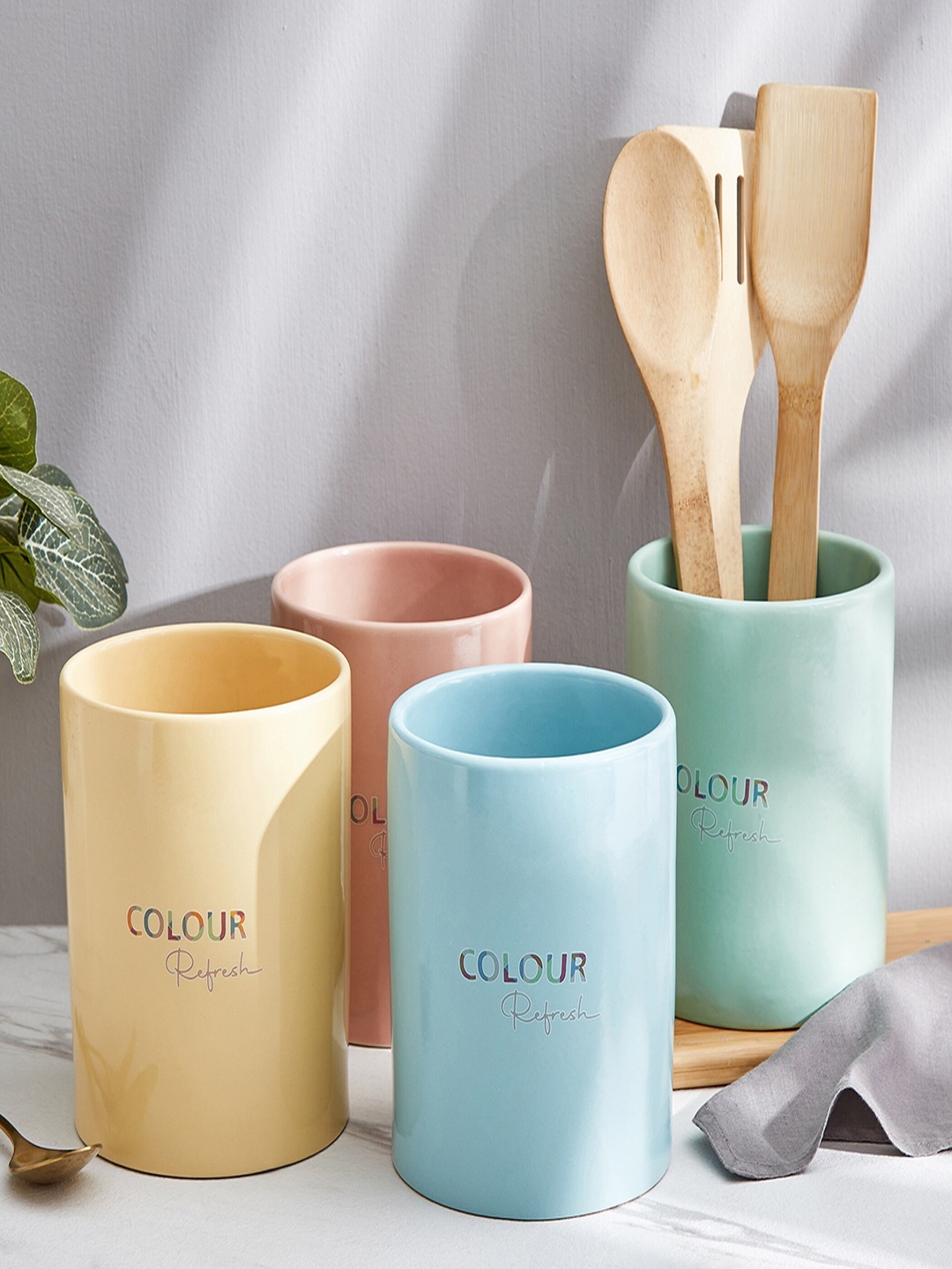 

Home Centre Colour Refresh Green Stoneware Utensil Holder