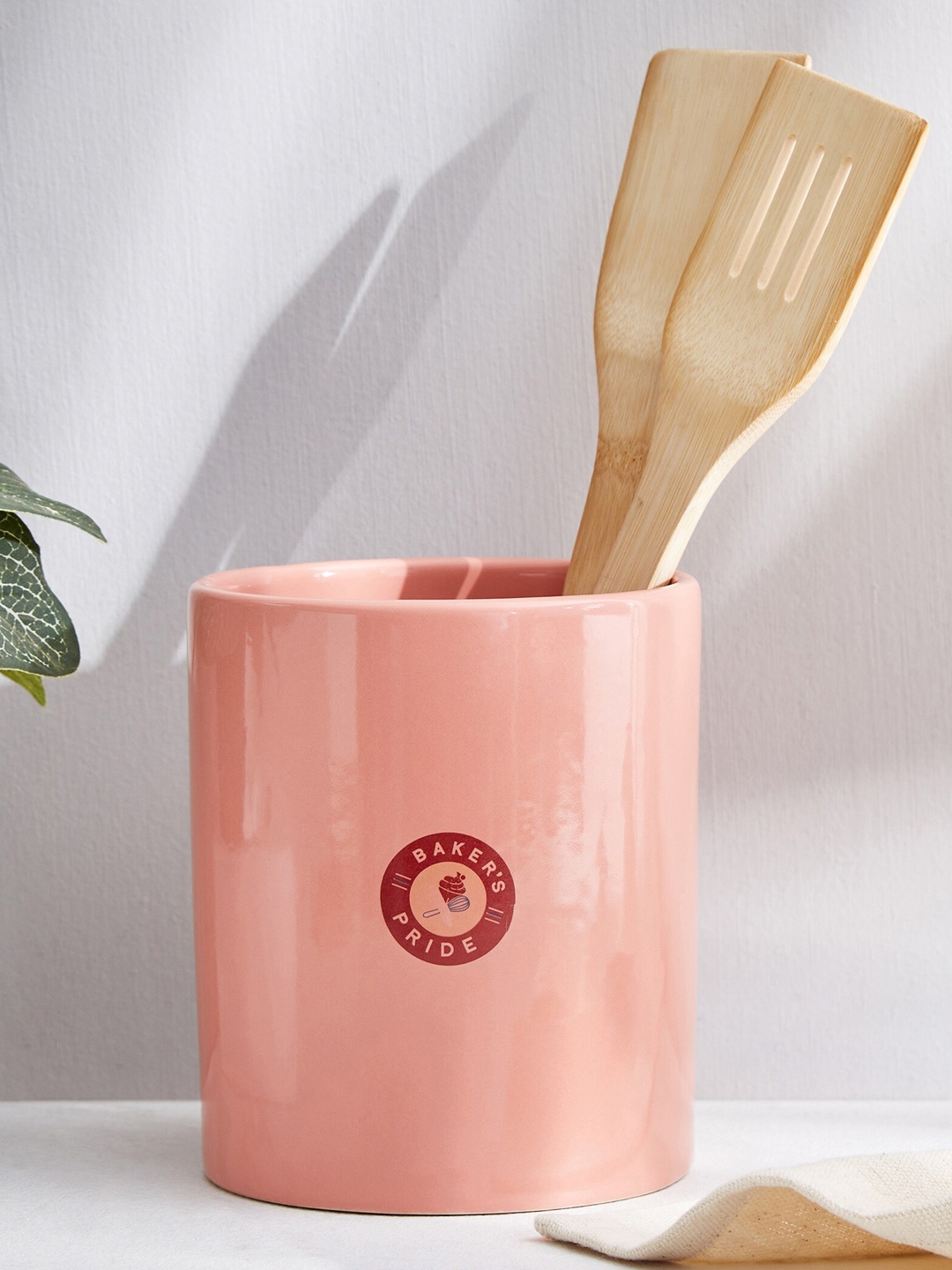 

Home Centre Bakers Pride Stoneware Utensil Holder, Pink