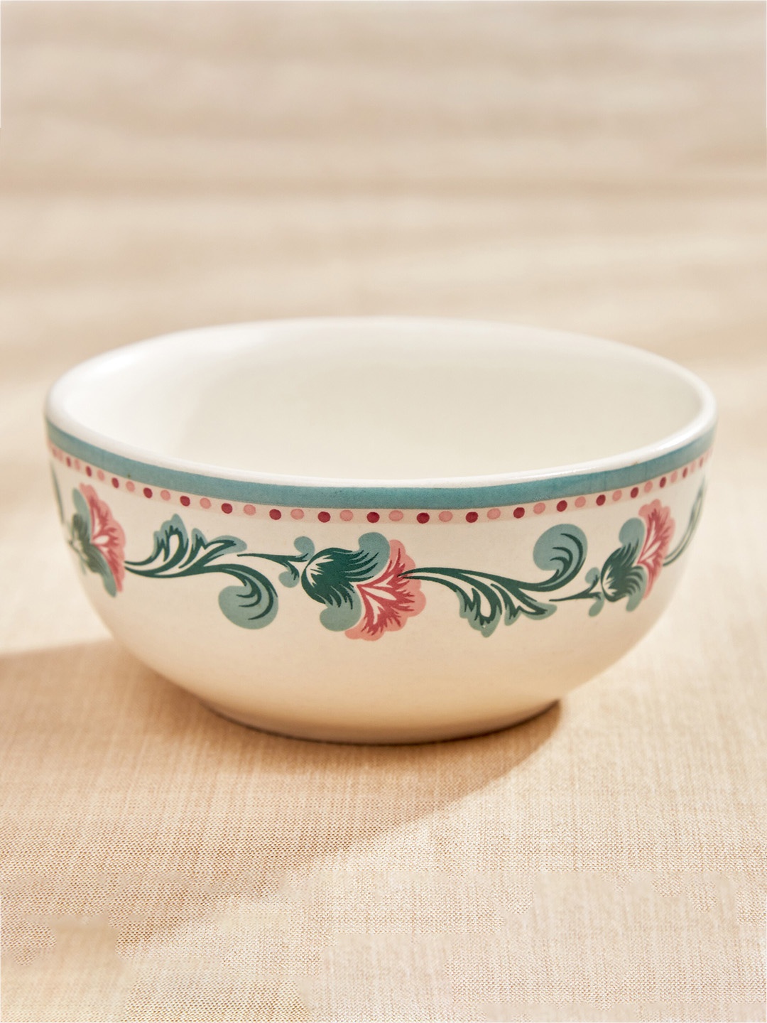 

Home Centre Mohar Off White & Green Printed Stoneware Serving Bowl 620 ml