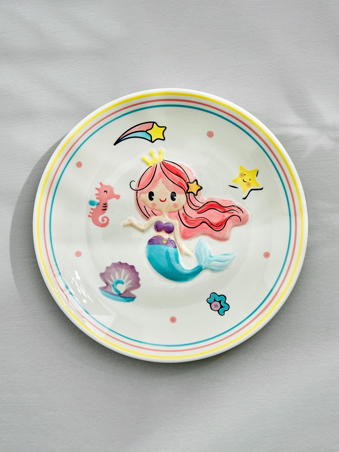 

Home Centre Bliss Kids White & Pink Printed Stoneware Appetizer Plate