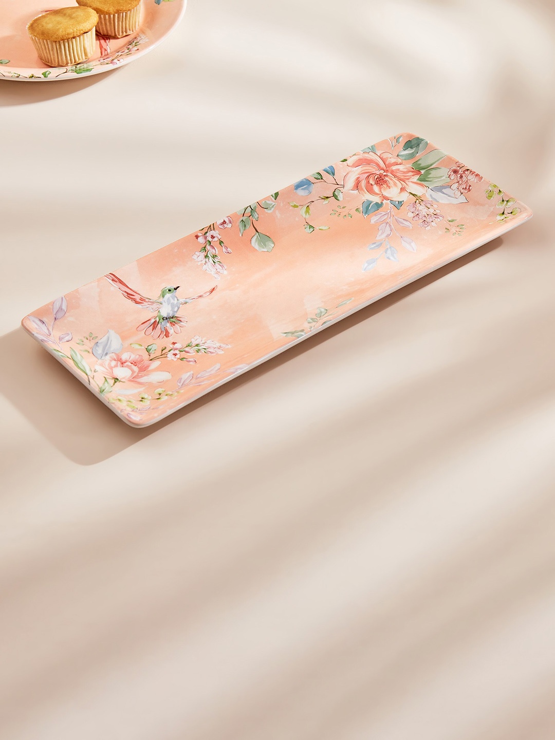 

Home Centre Moksha Iron Pink Printed Stoneware Serving Platter