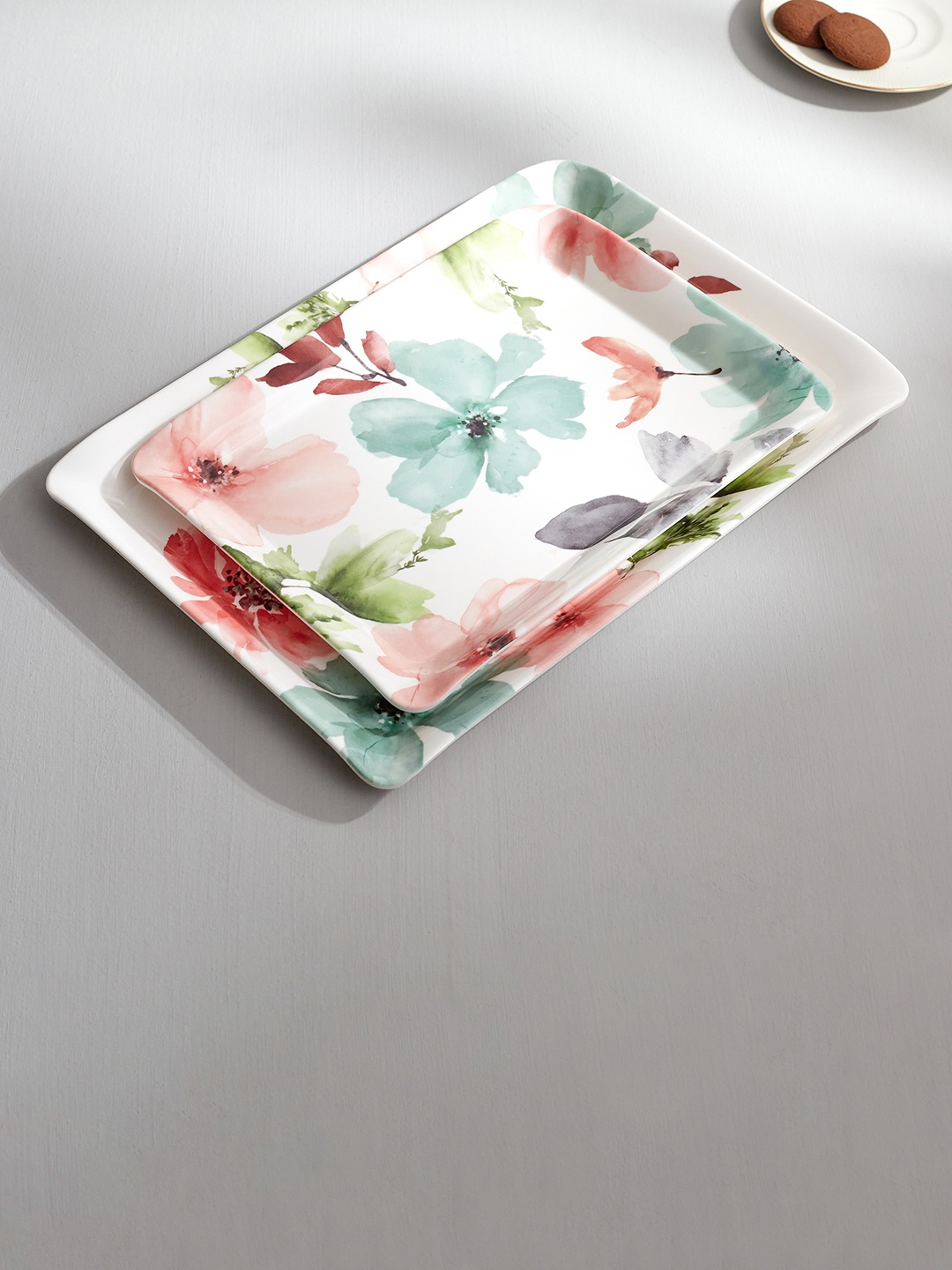 

Home Centre Hello Spring White & Blue Melamine Canadian Medium Tray