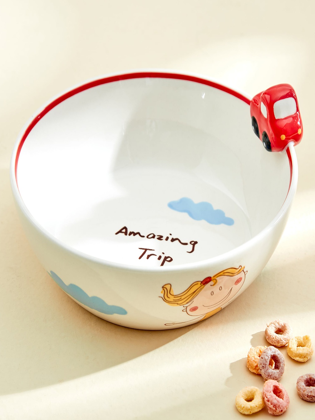 

Home Centre Bliss Kids White & Red Printed Printed Stoneware Cereal Bowl 500 ML