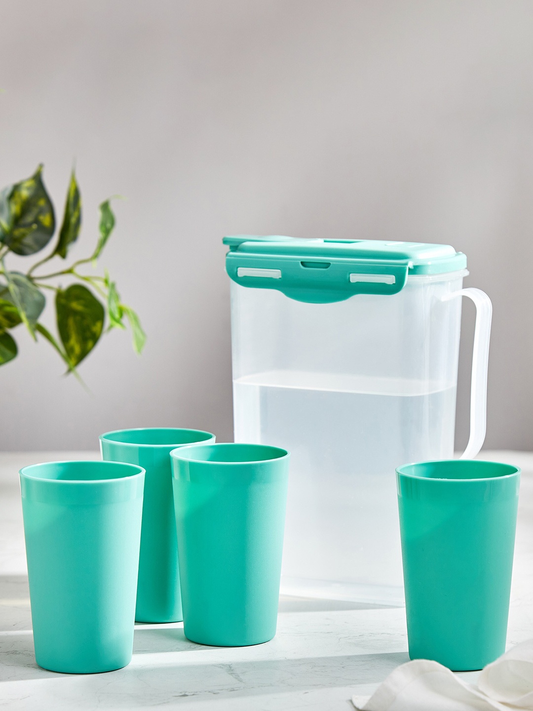 

Home Centre Atlantis Green 5-Pieces Fridge Jug & Tumbler Set