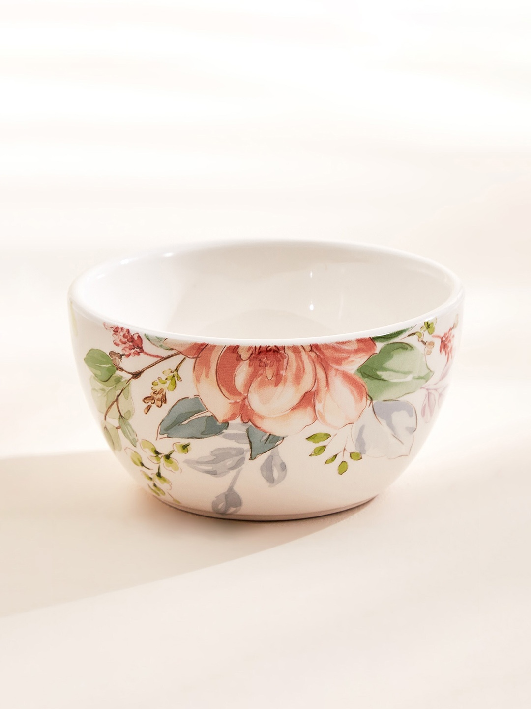 

Home Centre Moksha Iron White Printed Stoneware Serving Bowl-250 ML