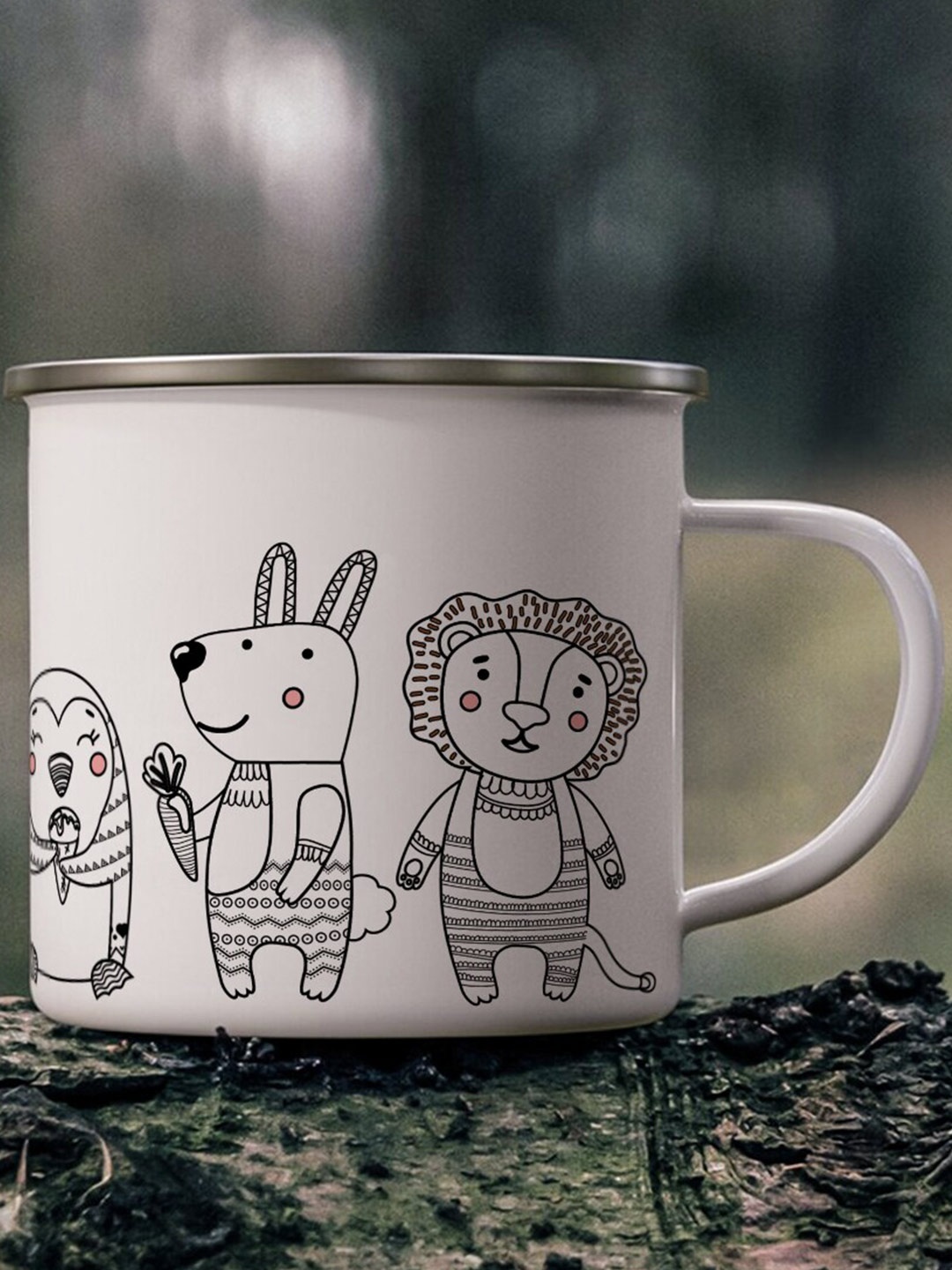 

Gathari White & Black Printed Stainless Steel Matte Mug 300 ml