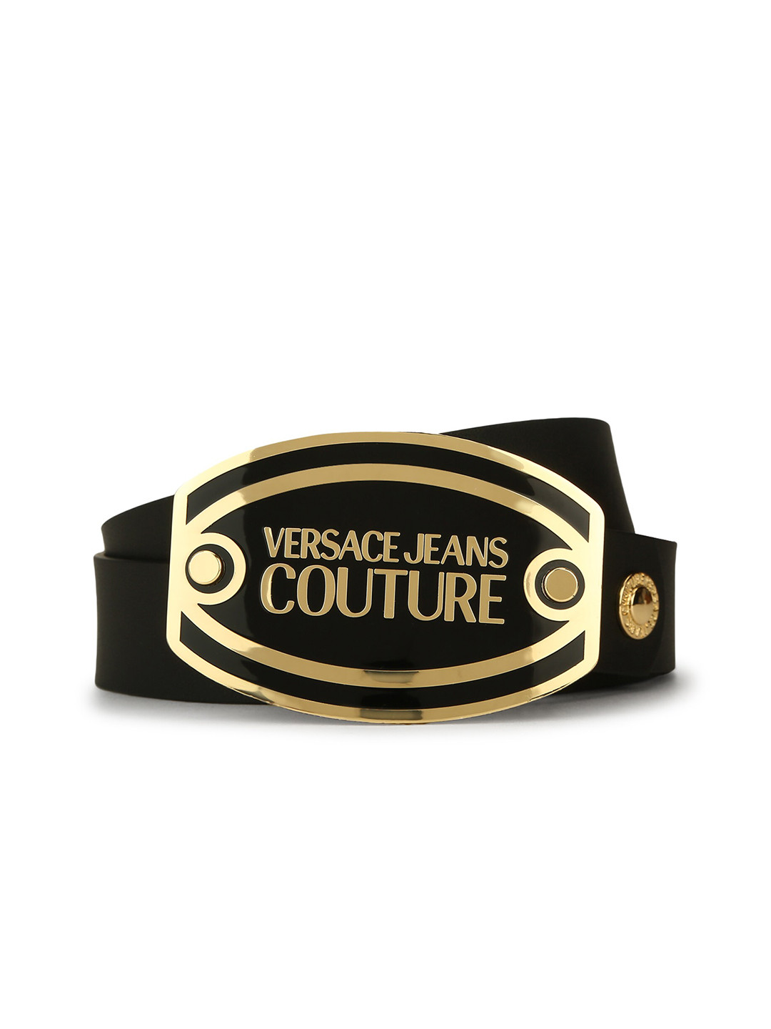 

Versace Jeans Couture Men Plaque Buckle Leather Belt, Black