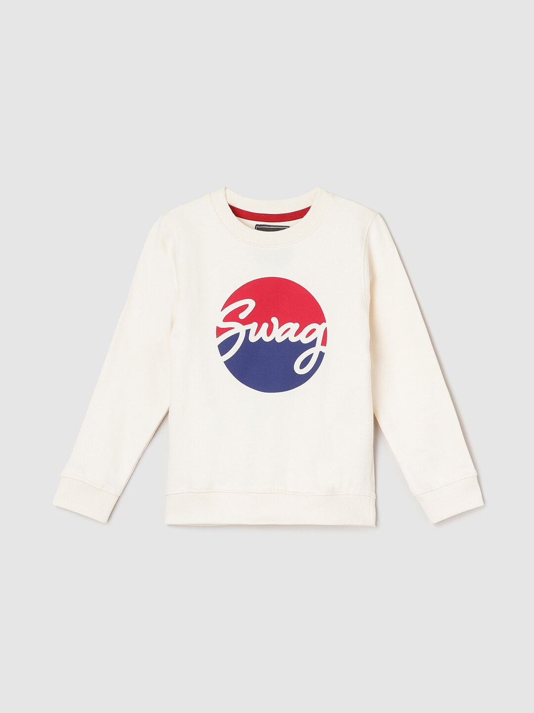 

max Boys Typography Printed Pure Cotton Sweatshirt, Beige