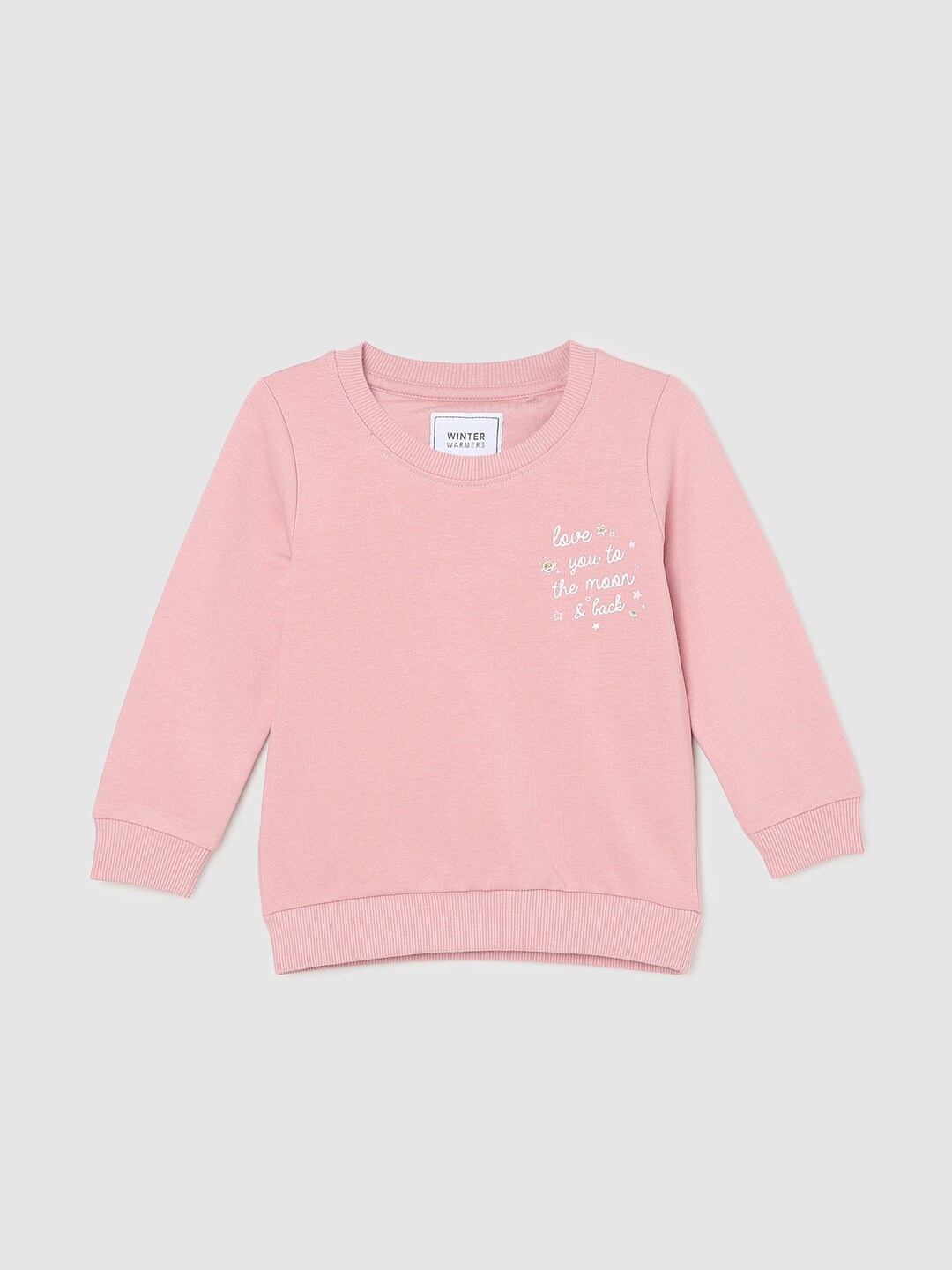 

max Infants Girls Pure Cotton Pullover Sweatshirt, Pink