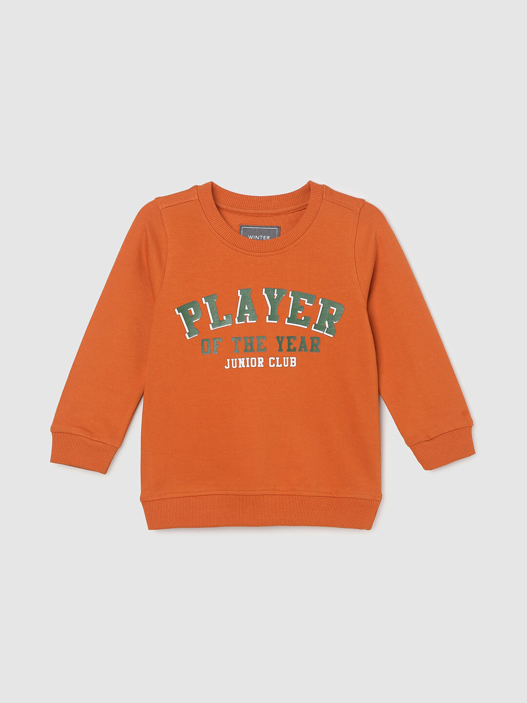 

max Infants Boys Typography Printed Cotton Pullover Sweatshirt, Orange