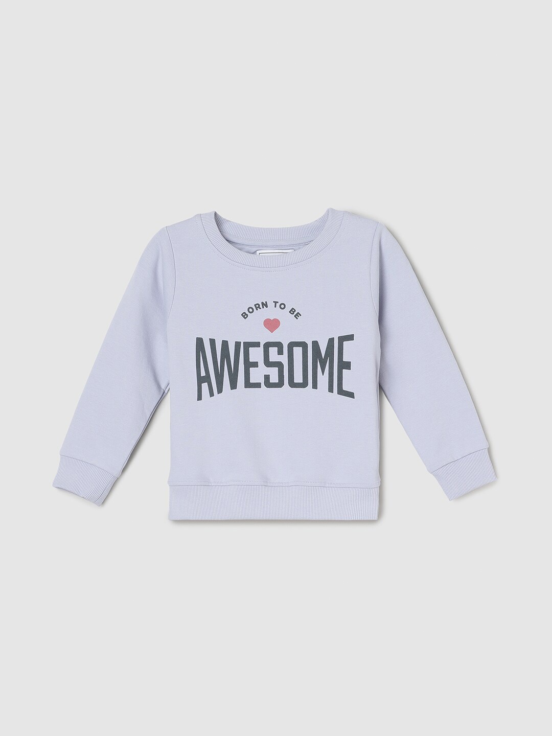 

max Girls Typography Printed Cotton Pullover Sweatshirt, Blue