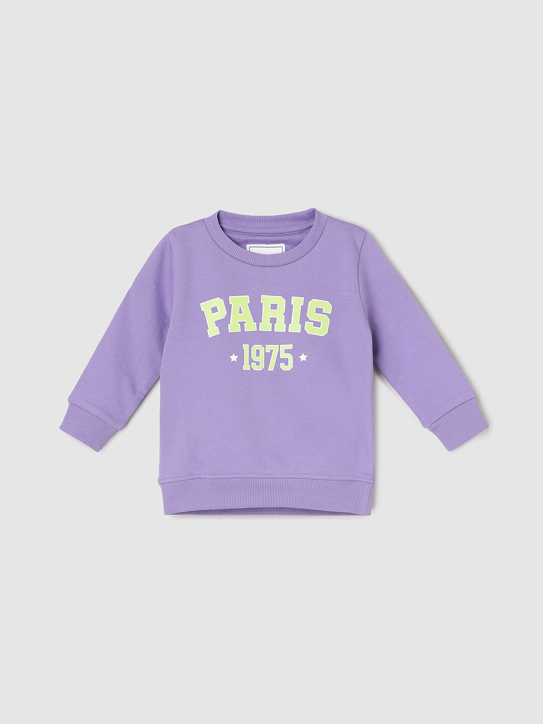 

max Girls Typography Printed Cotton Pullover Sweatshirt, Purple