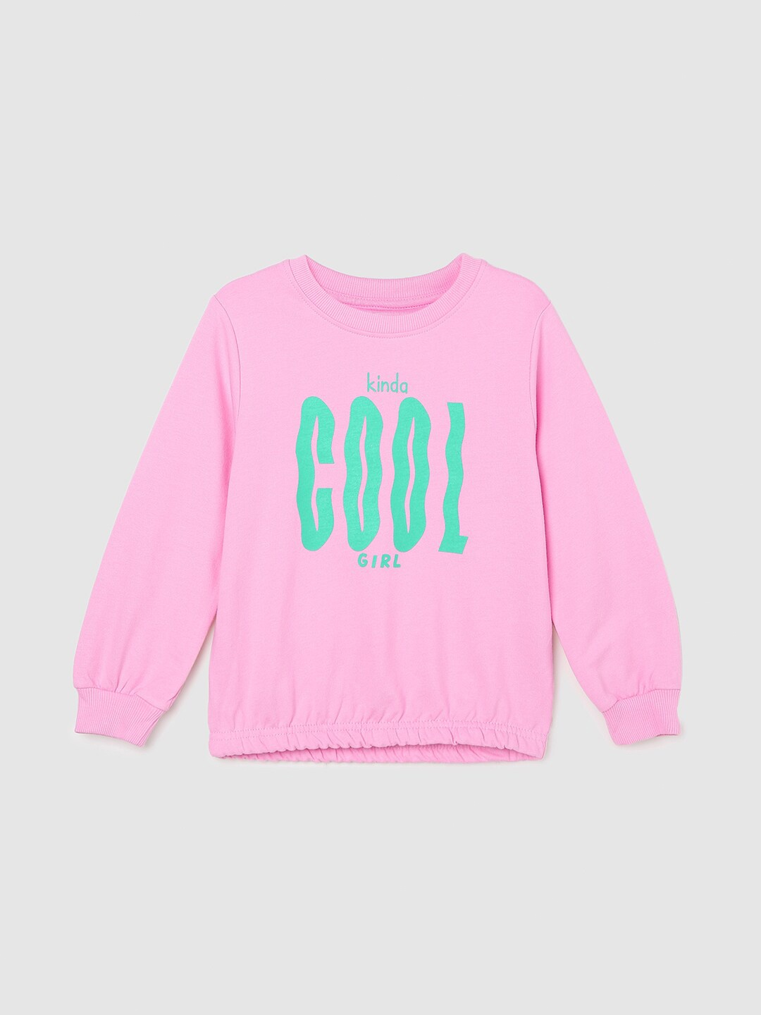 

max Girls Typography Printed Pure Cotton Sweatshirt, Pink