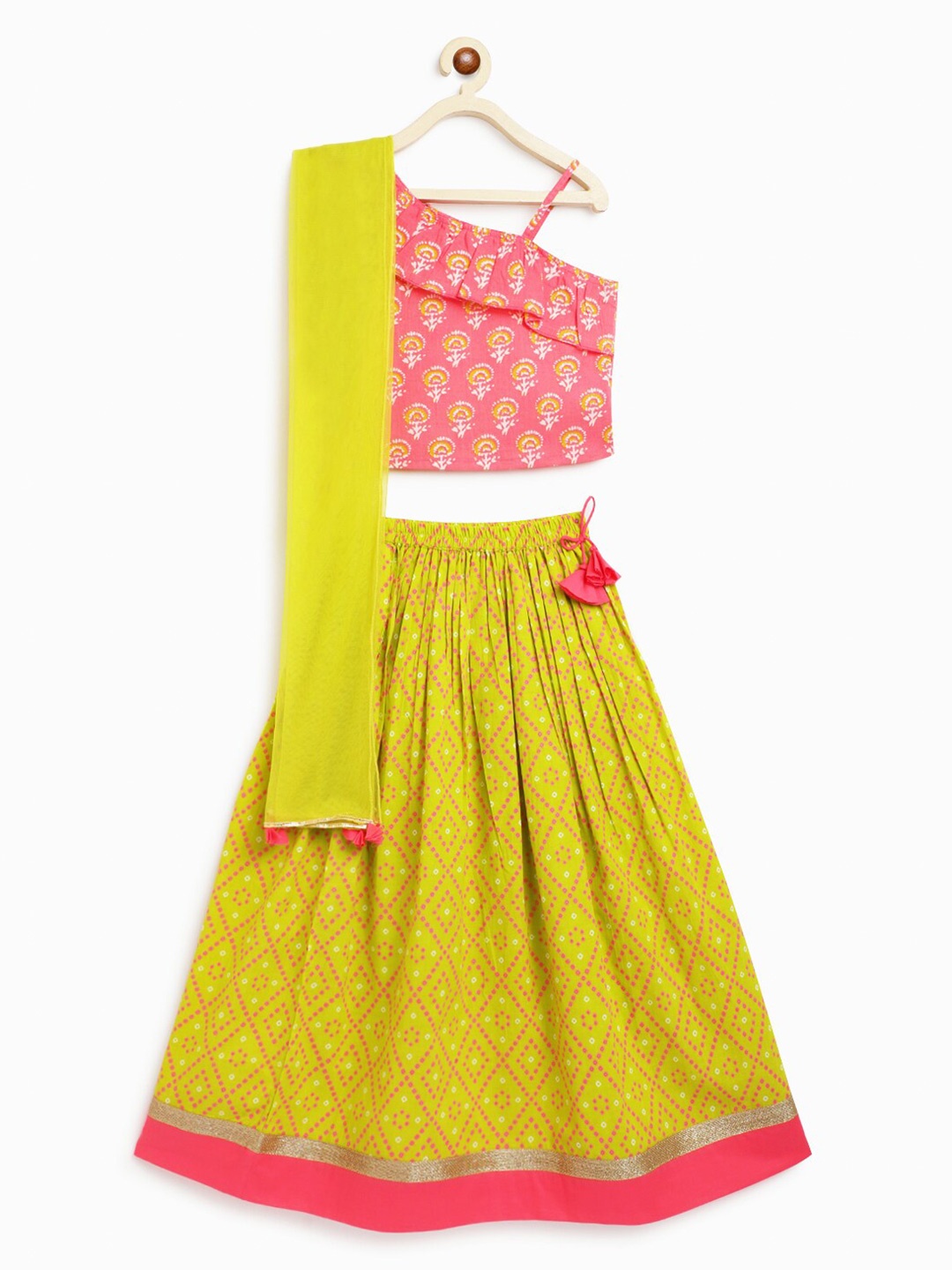 

Campana Girls Printed Ready to Wear Lehenga & Blouse With Dupatta, Peach