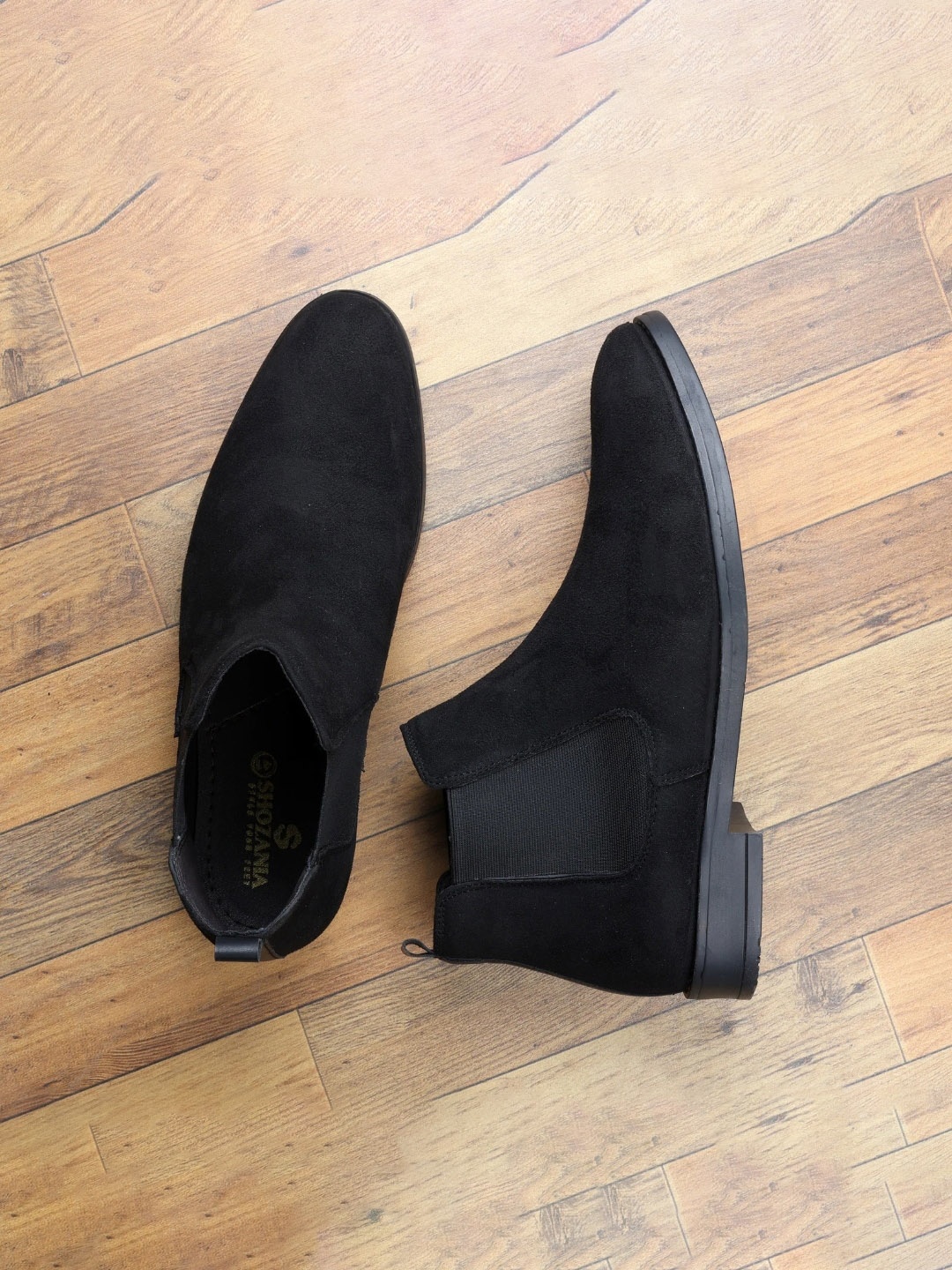 

SHOZANIA Men Mid -Top Suede Chelsea Boots, Black