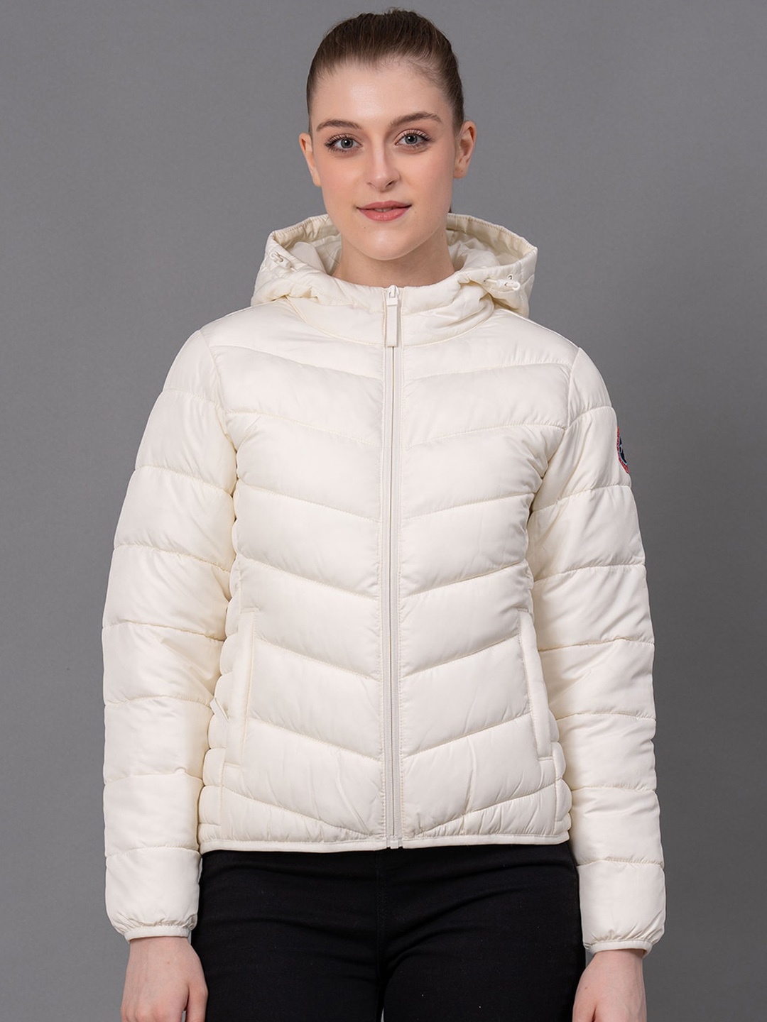

Red Tape Long Sleeves Hooded Puffer Jacket, White