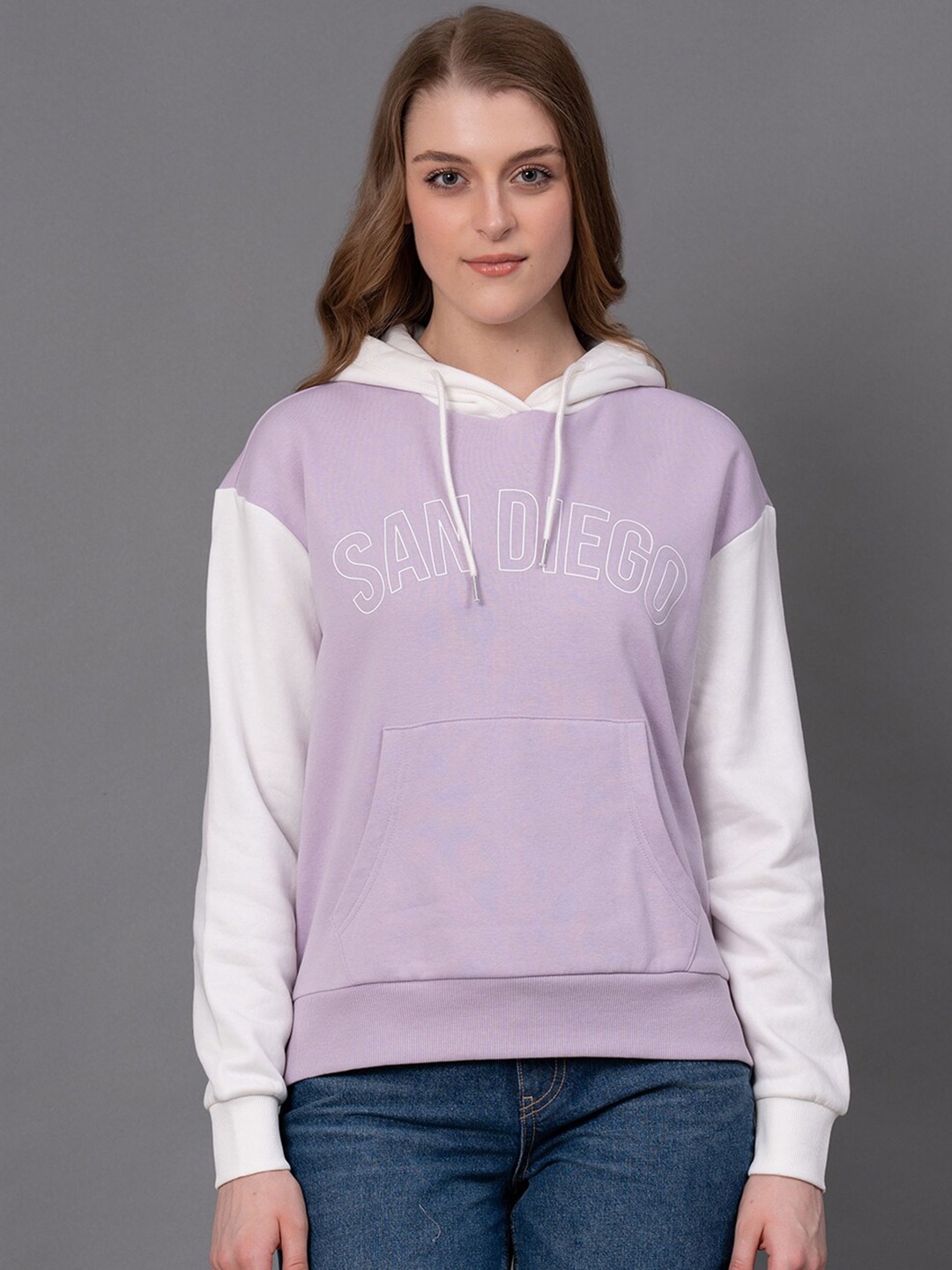 

Red Tape Typography Printed Hooded Cotton Sweatshirt, Lavender