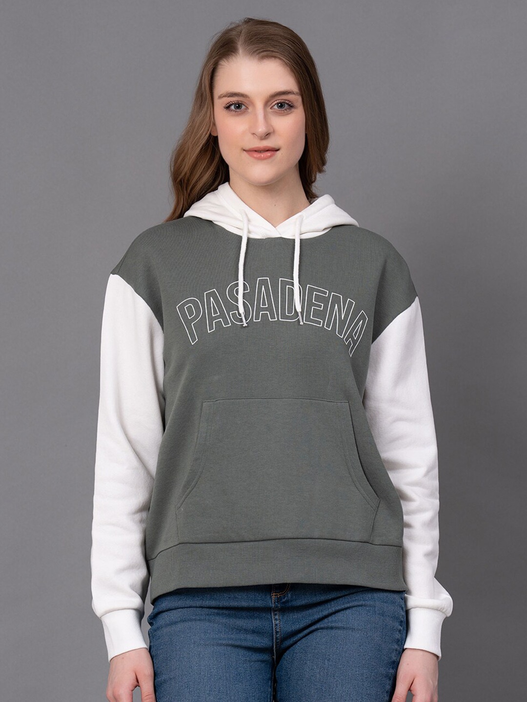 

Red Tape Typography Printed Hooded Pullover, Olive
