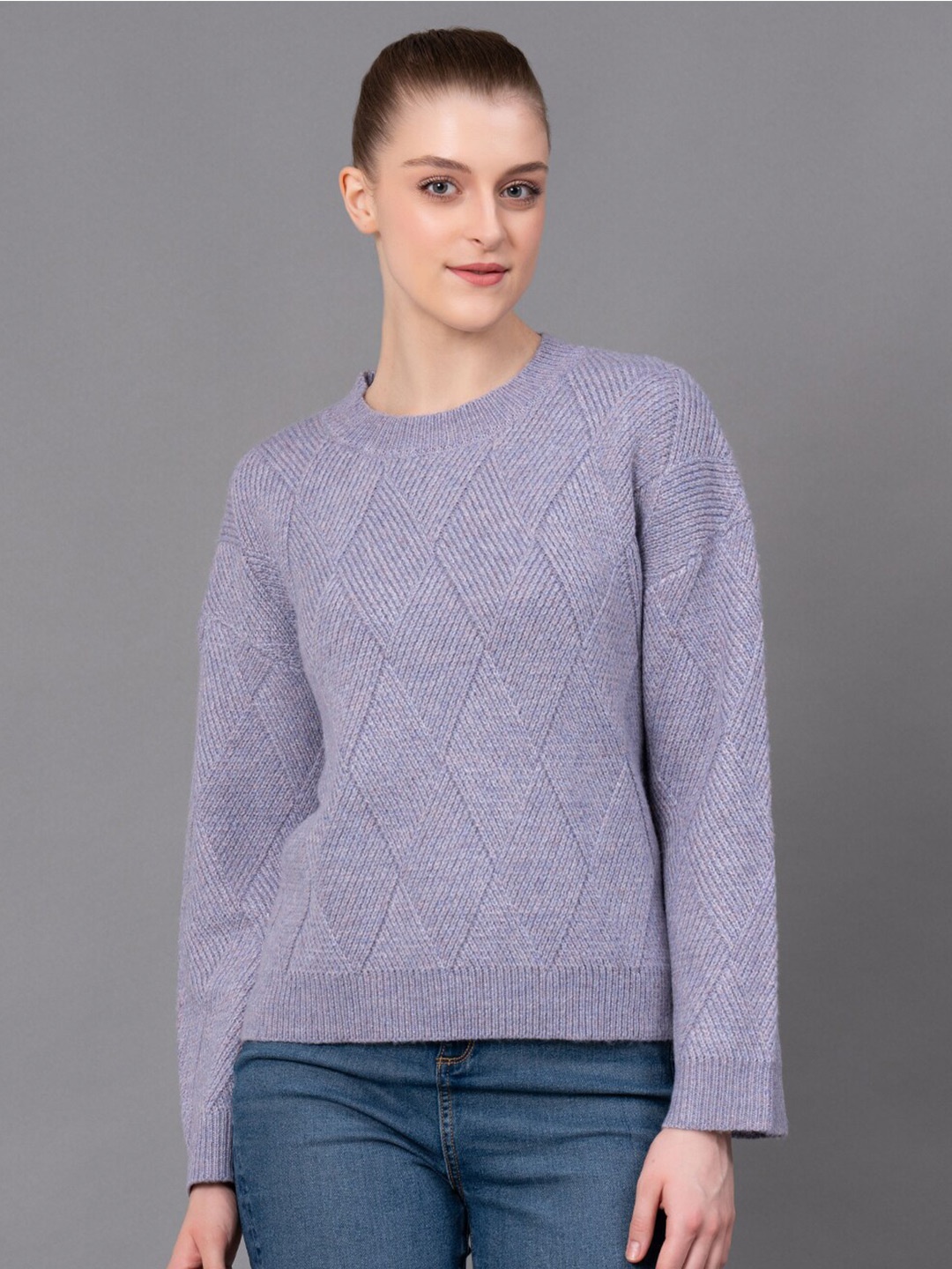 

Red Tape Self Design Cable Knit Pullover, Purple