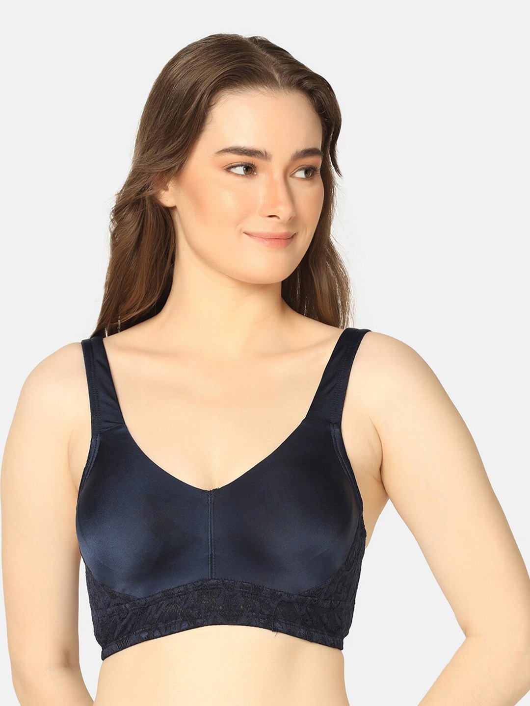 

Curvy Love Full Coverage Non Padded Everyday Bra With All Day Comfort, Navy blue