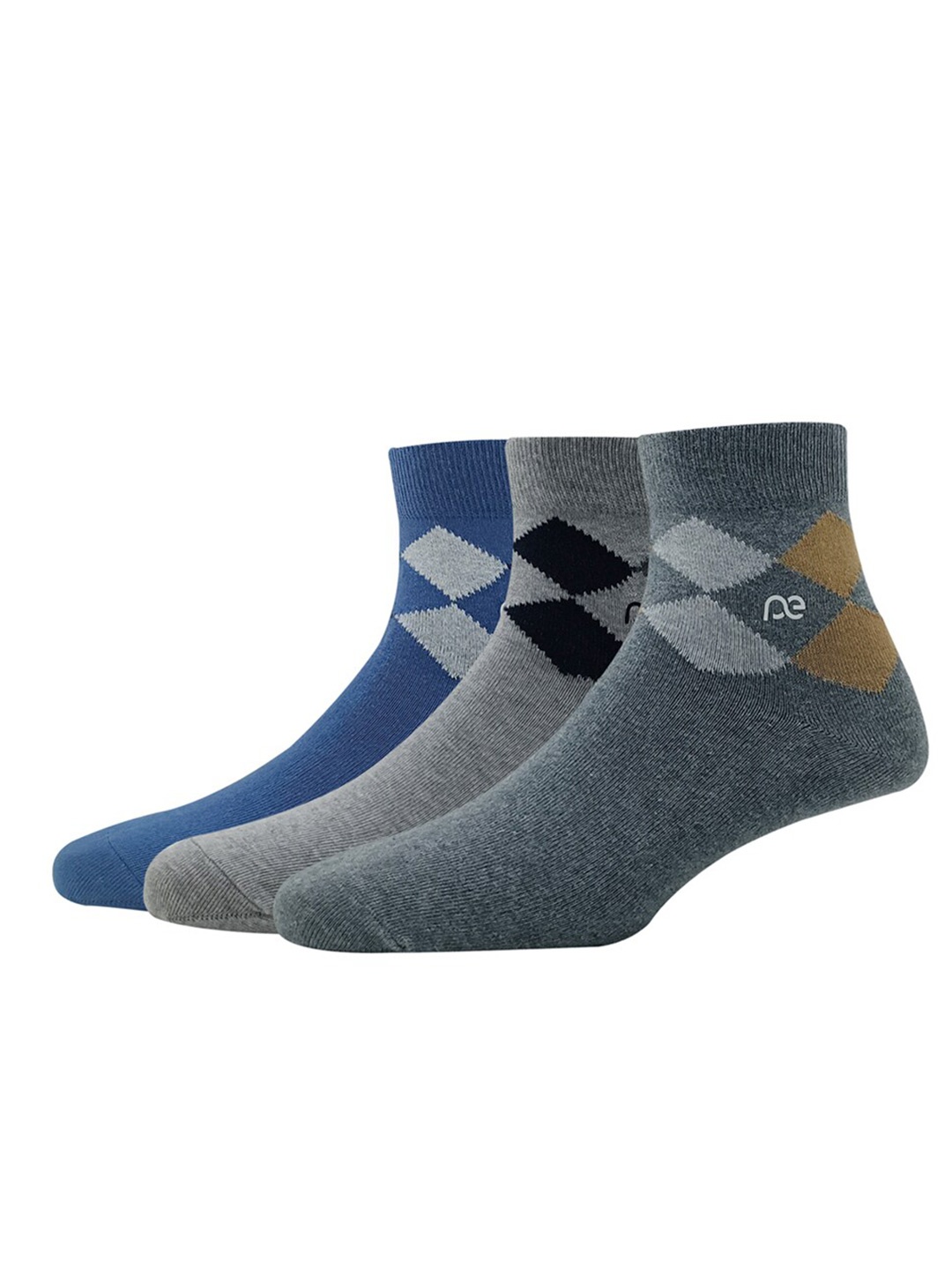 

Peter England Pack Of 3 Patterned Quarter-Length Socks, Grey melange