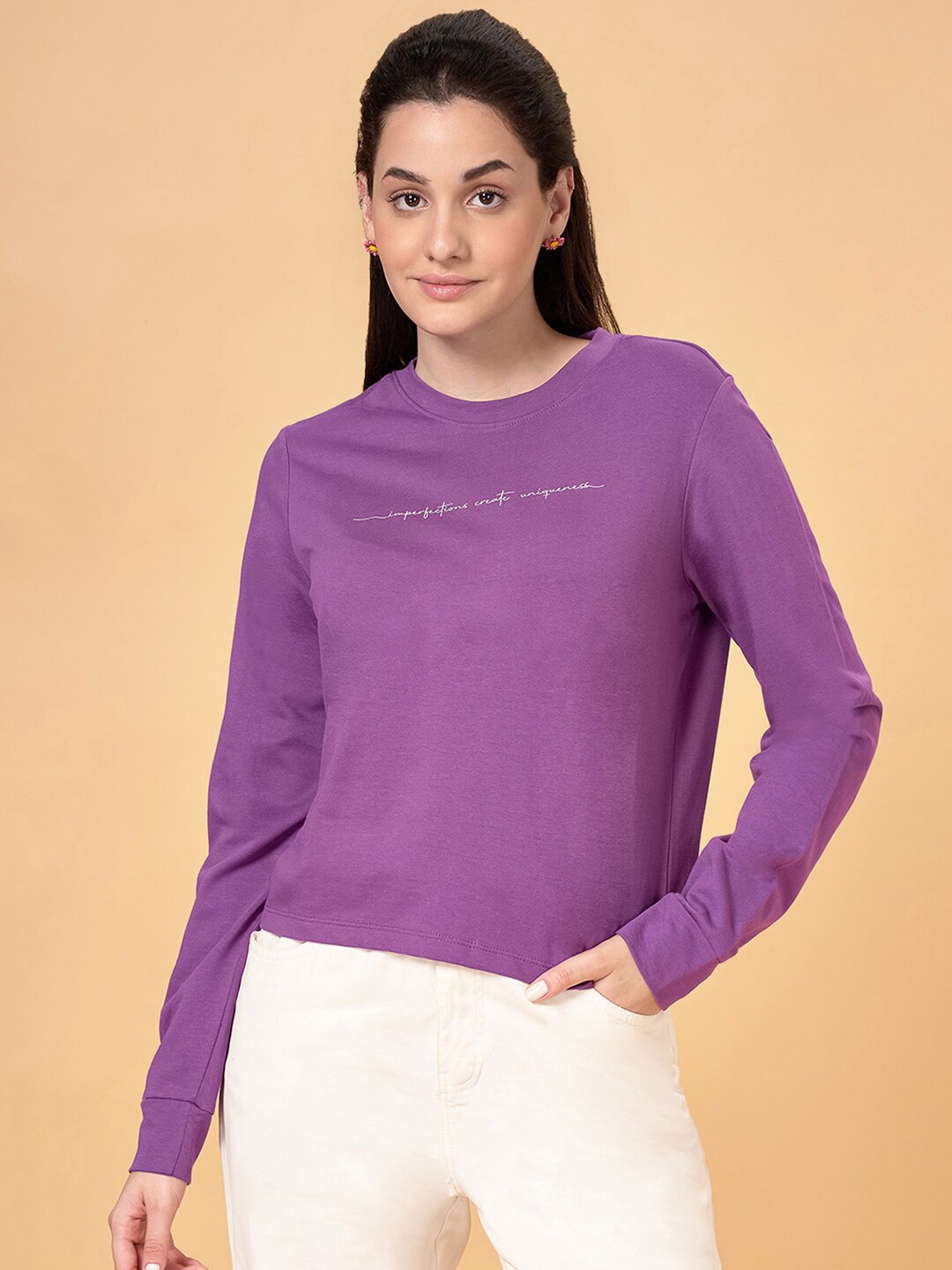 

Honey by Pantaloons Typography Printed Pullover Sweatshirt, Purple