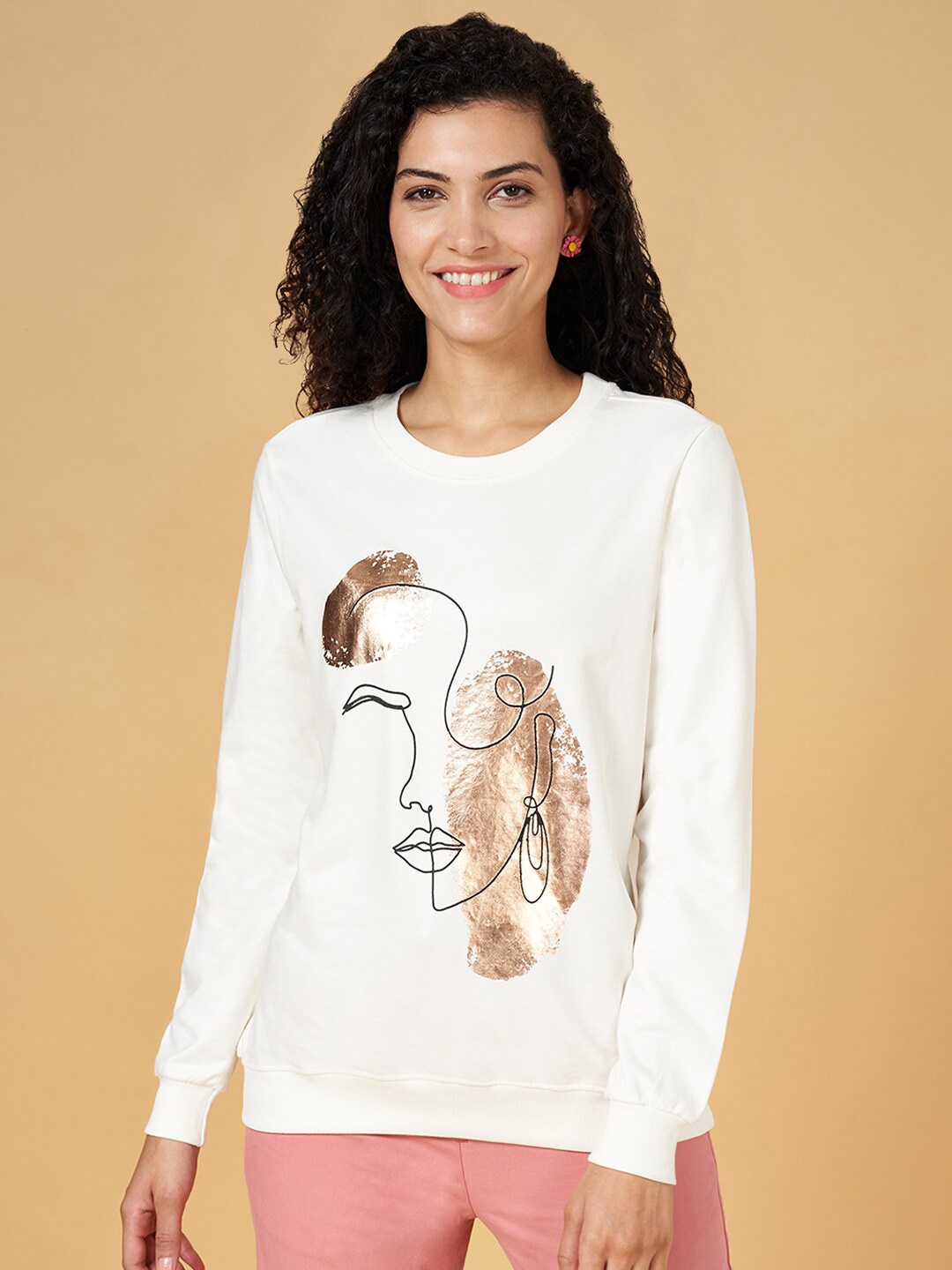 

Honey by Pantaloons Graphic Printed Cotton Pullover Sweatshirt, Beige