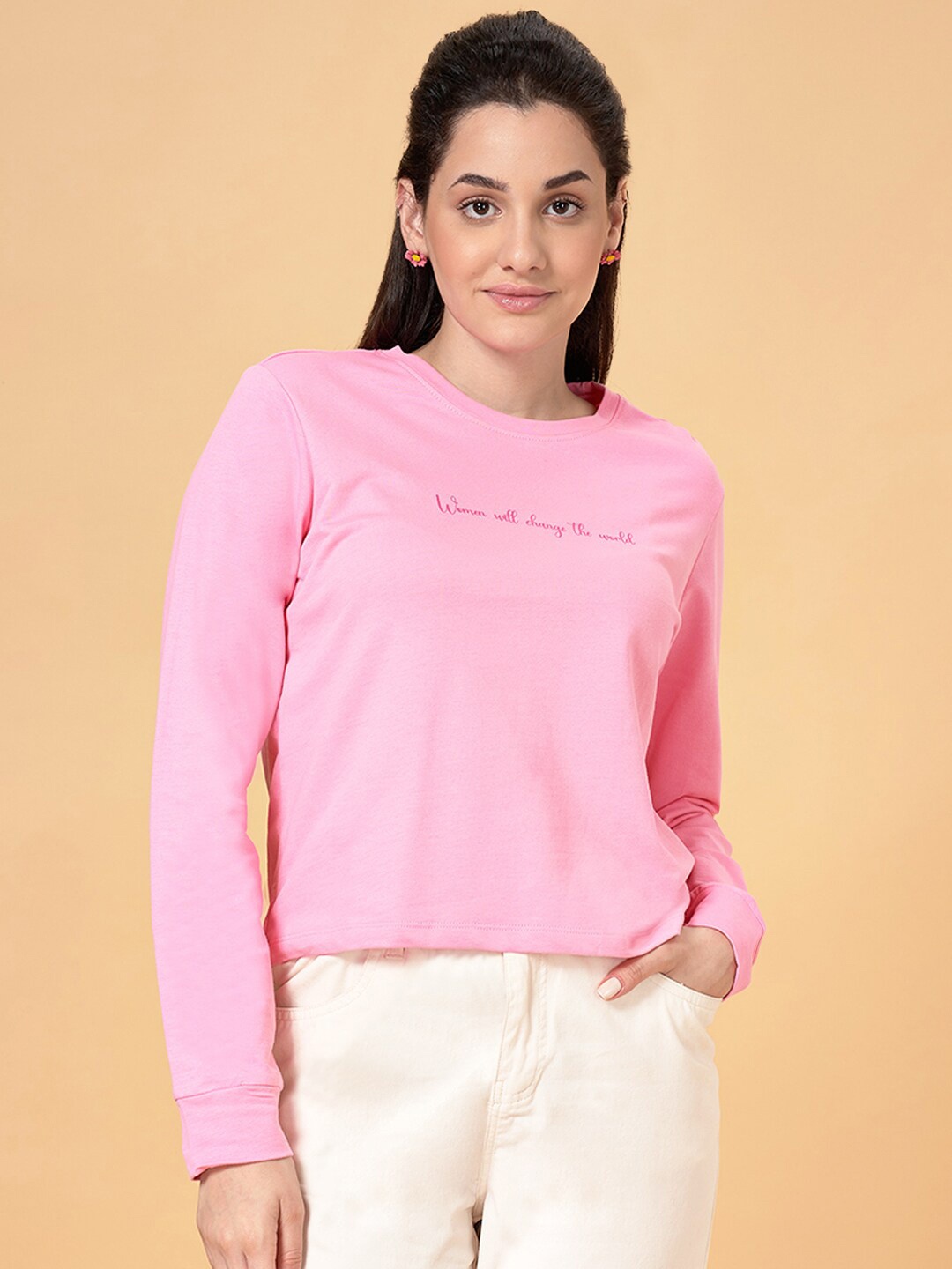 

Honey by Pantaloons Typography Printed Pullover Sweatshirt, Pink