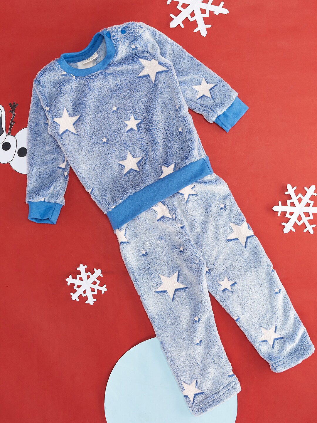 

Pantaloons Baby Infants Boys Round Neck Pure Cotton Printed, Blue