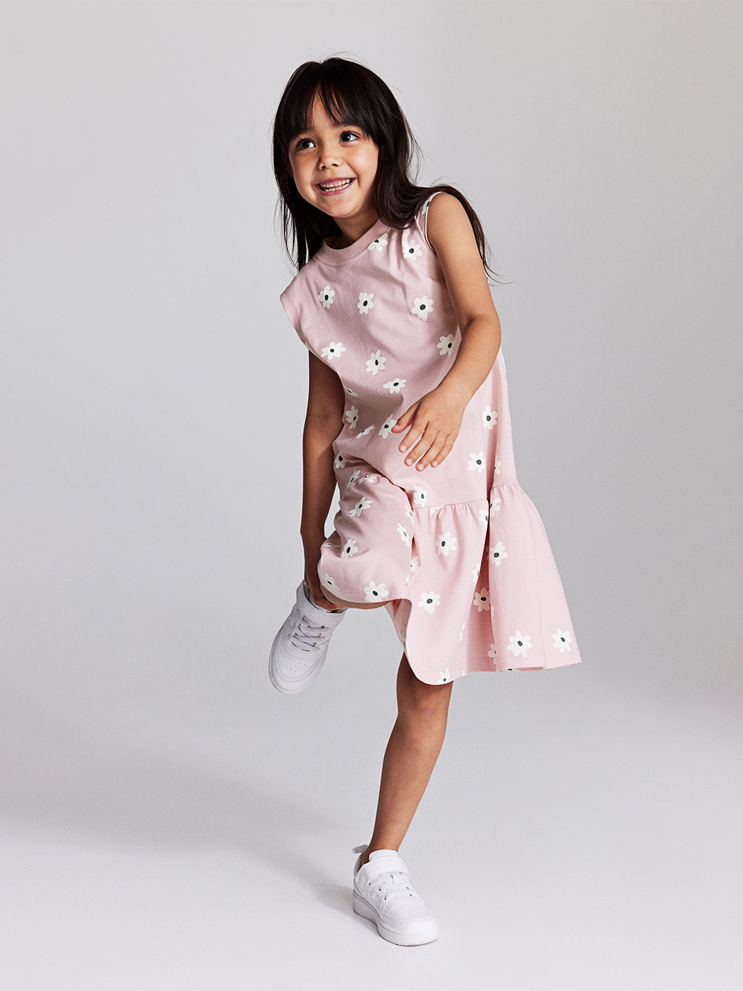 

H&M Girls Pure Cotton Patterned Jersey Dress, Pink