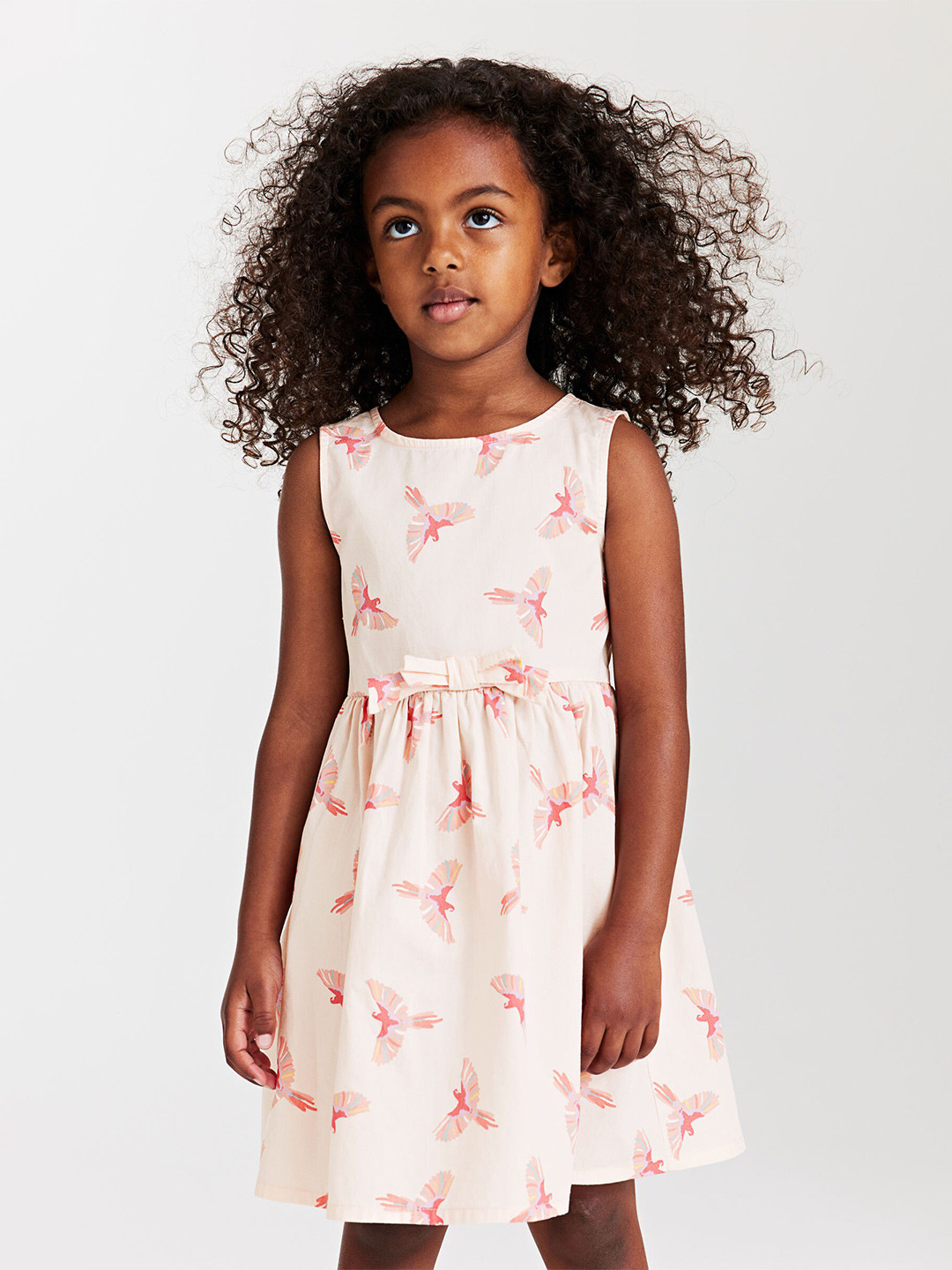 

H&M Girls Bow-Detail Cotton Dress, Pink