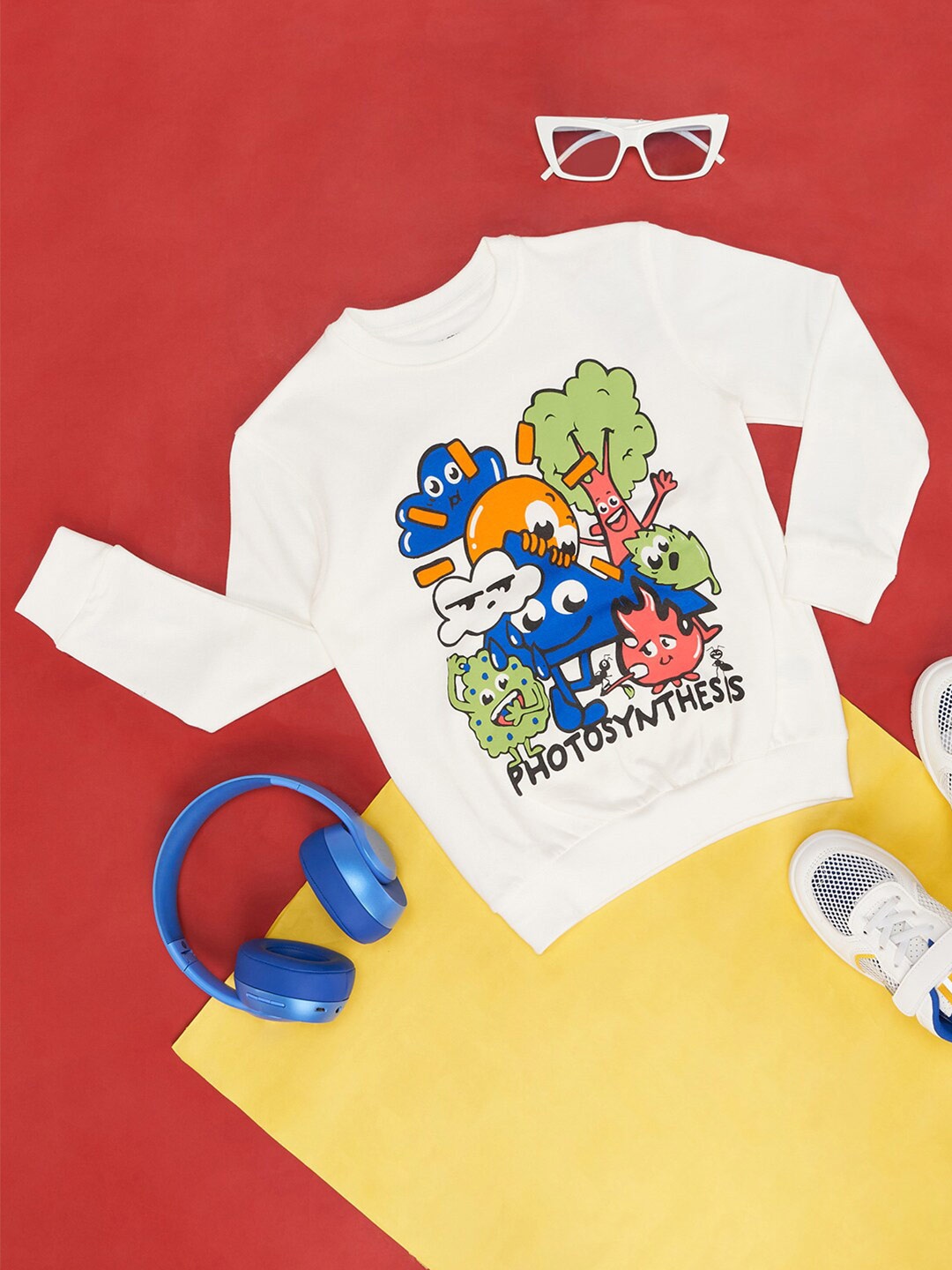 

Pantaloons Junior Boys Graphic Printed Cotton Pullover Sweatshirt, White