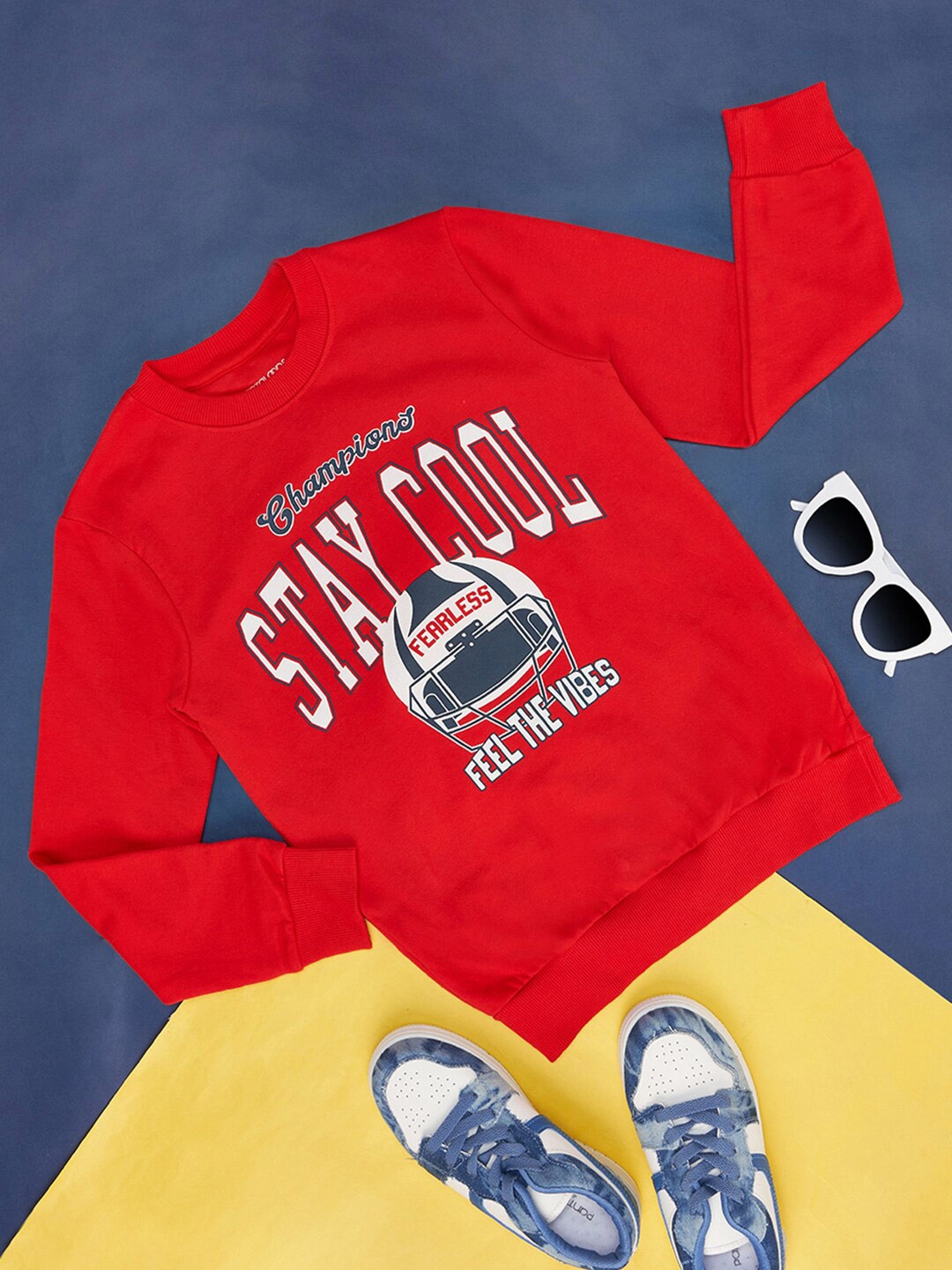 

Pantaloons Junior Boys Typography Printed Cotton Sweatshirt, Red