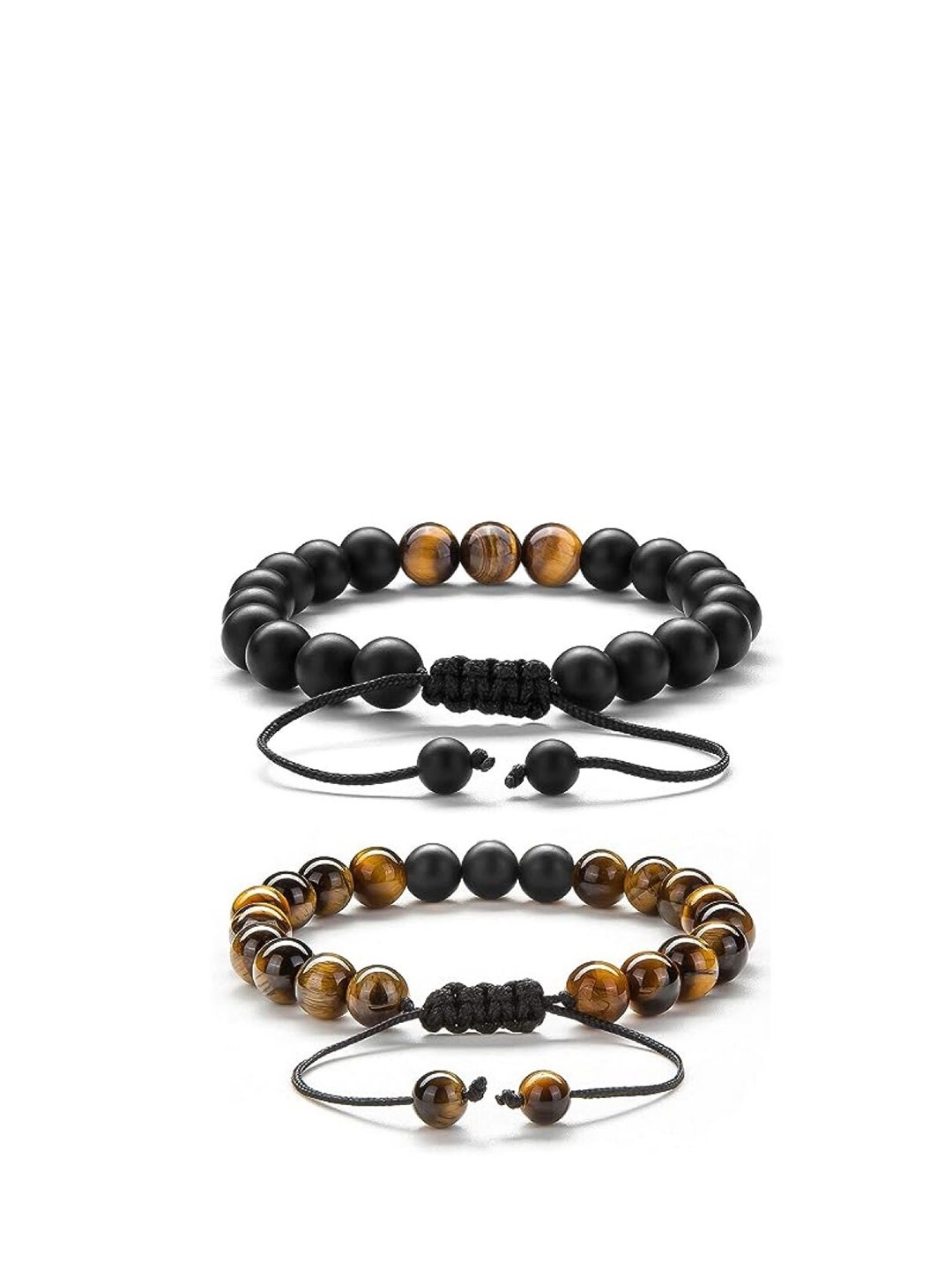 

EL REGALO Unisex Set Of 2 Beaded Bracelet, Black