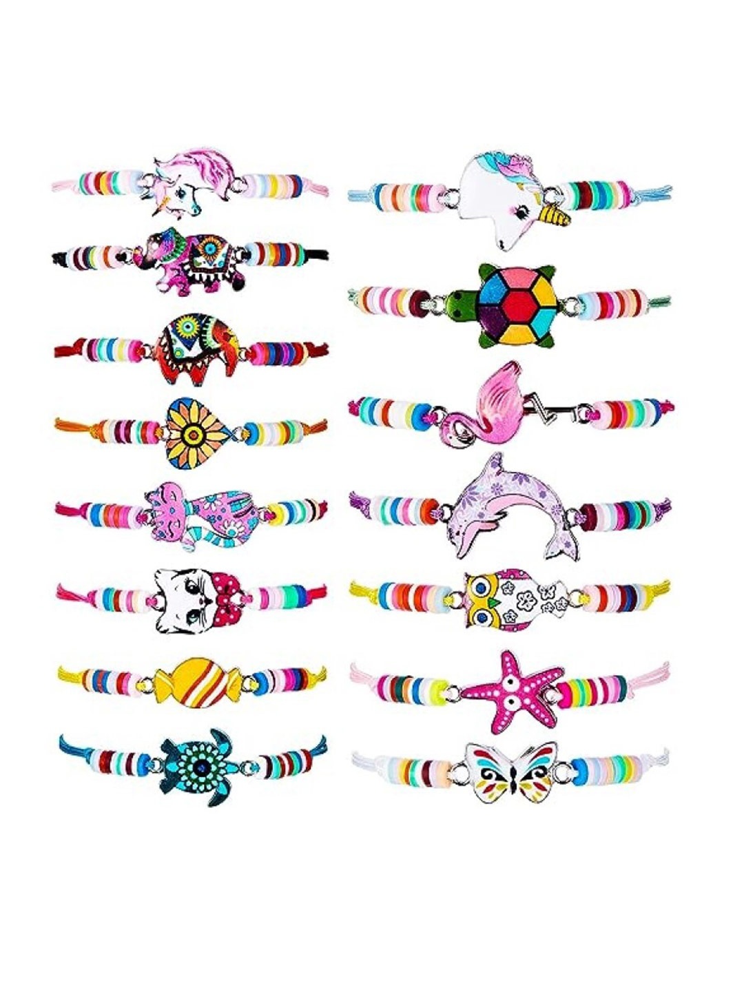 

EL REGALO Kids Set Of 15 Beaded Charm Bracelet, Pink