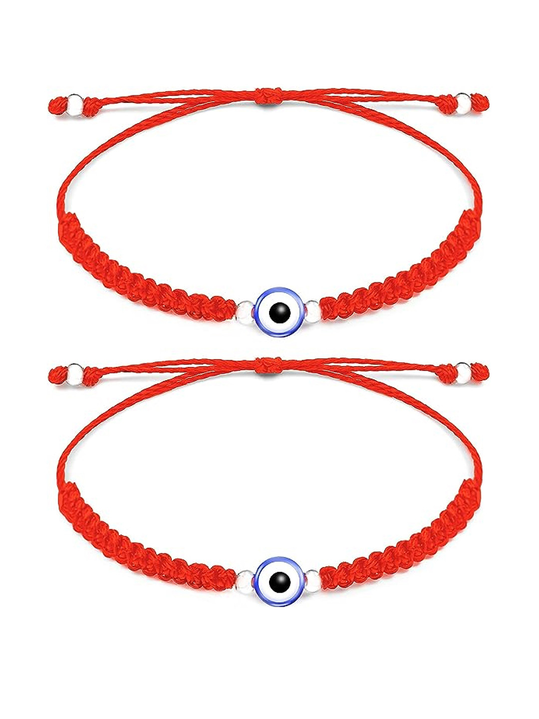 

EL REGALO Unisex Set Of 2 Beaded Charm Bracelet, Red