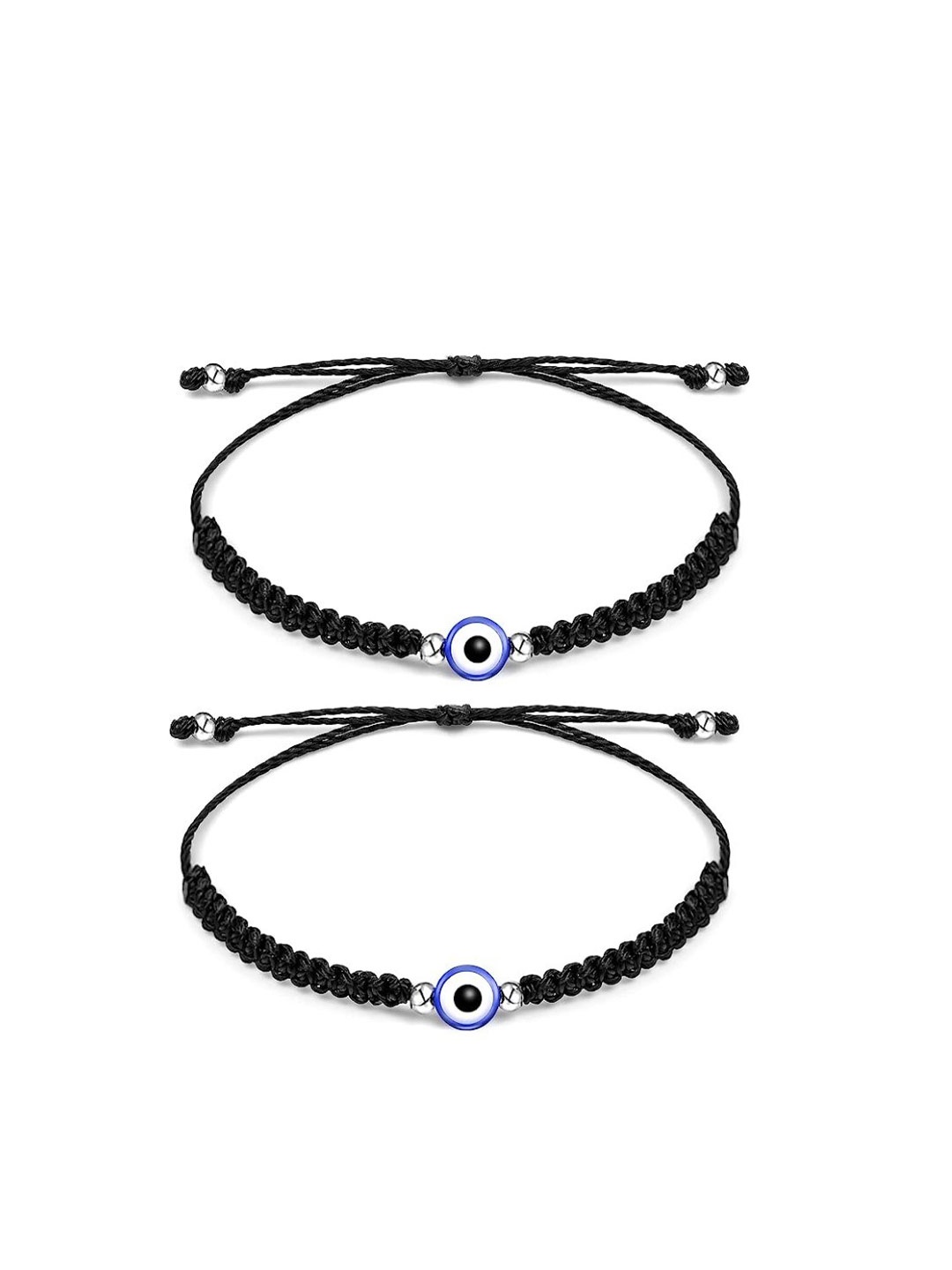 

EL REGALO Unisex Set Of 2 Beaded Charm Bracelet, Black