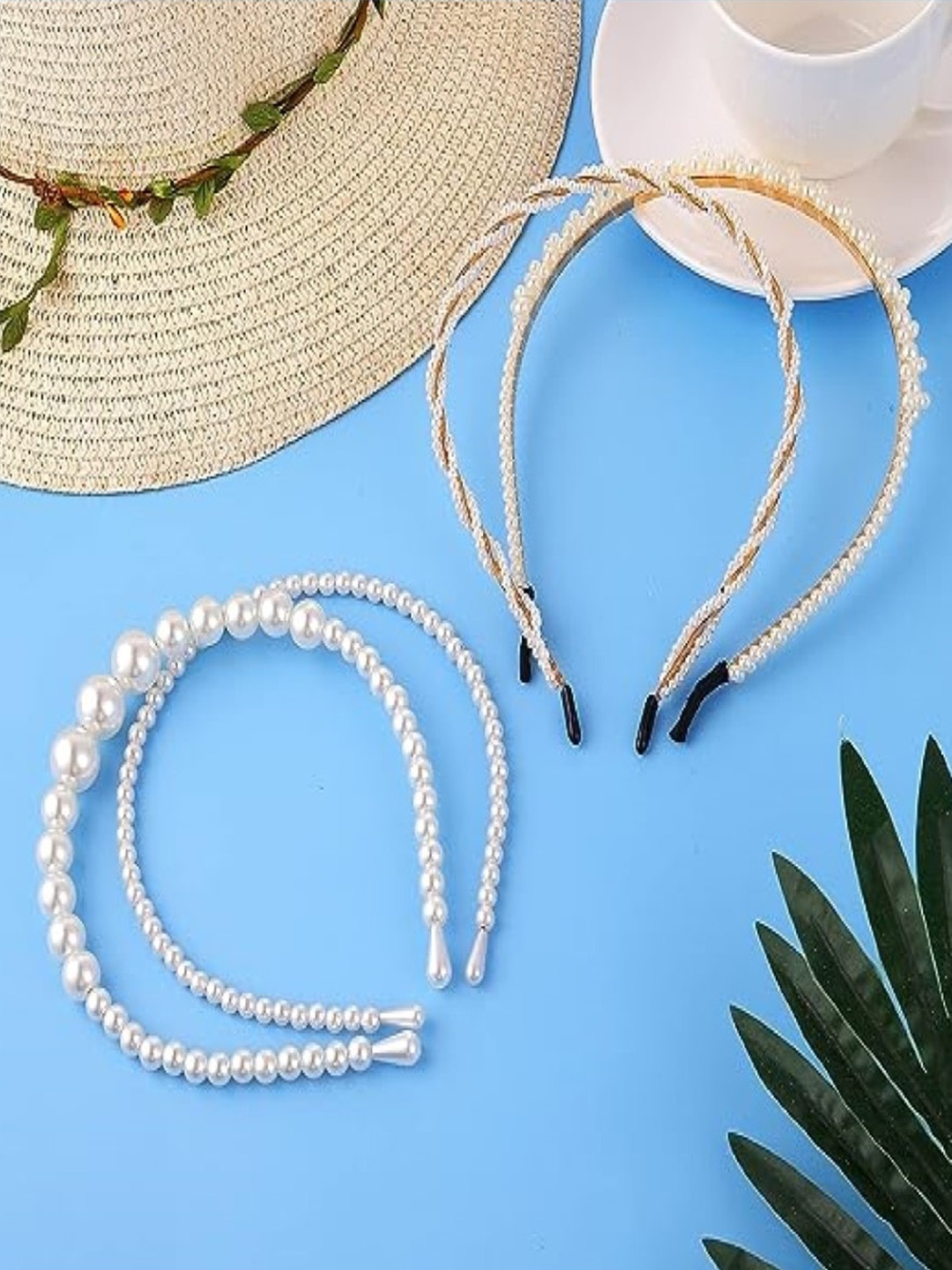

EL REGALO Set of 4 Embellished Hairbands, White