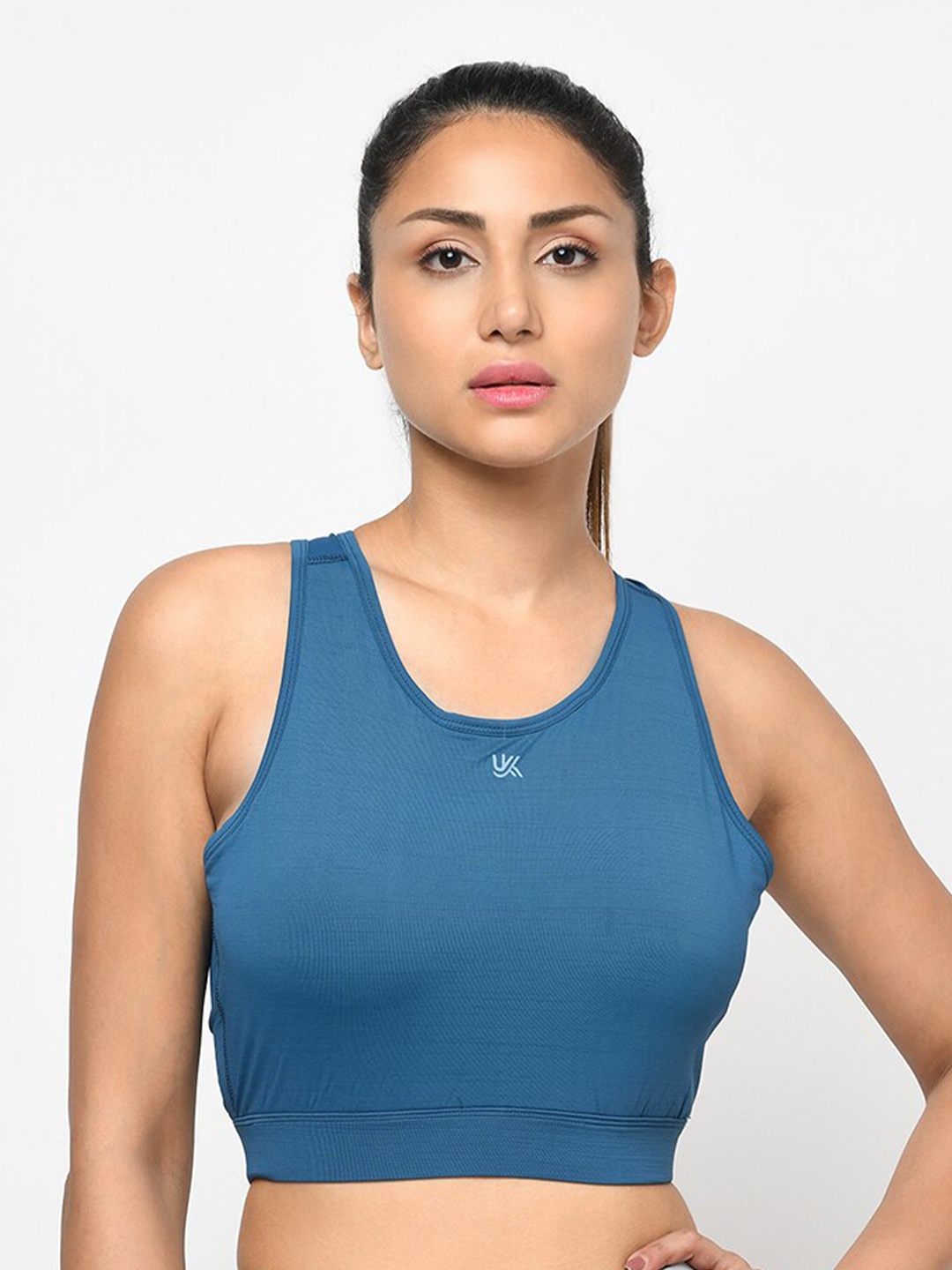 

URKNIT Full Coverage Non-Wired Removable Padding Dry Fit Workout Bra With All Day Comfort, Blue