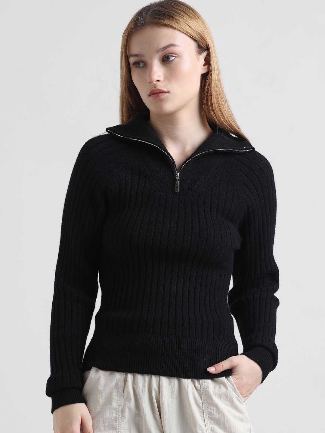 

ONLY Self Design Pullover, Black